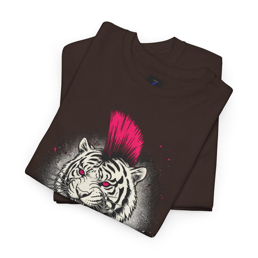 Punk Rock Tiger T-Shirt — Mohawk Tiger Graphic Tee 80's Fashion Rebel