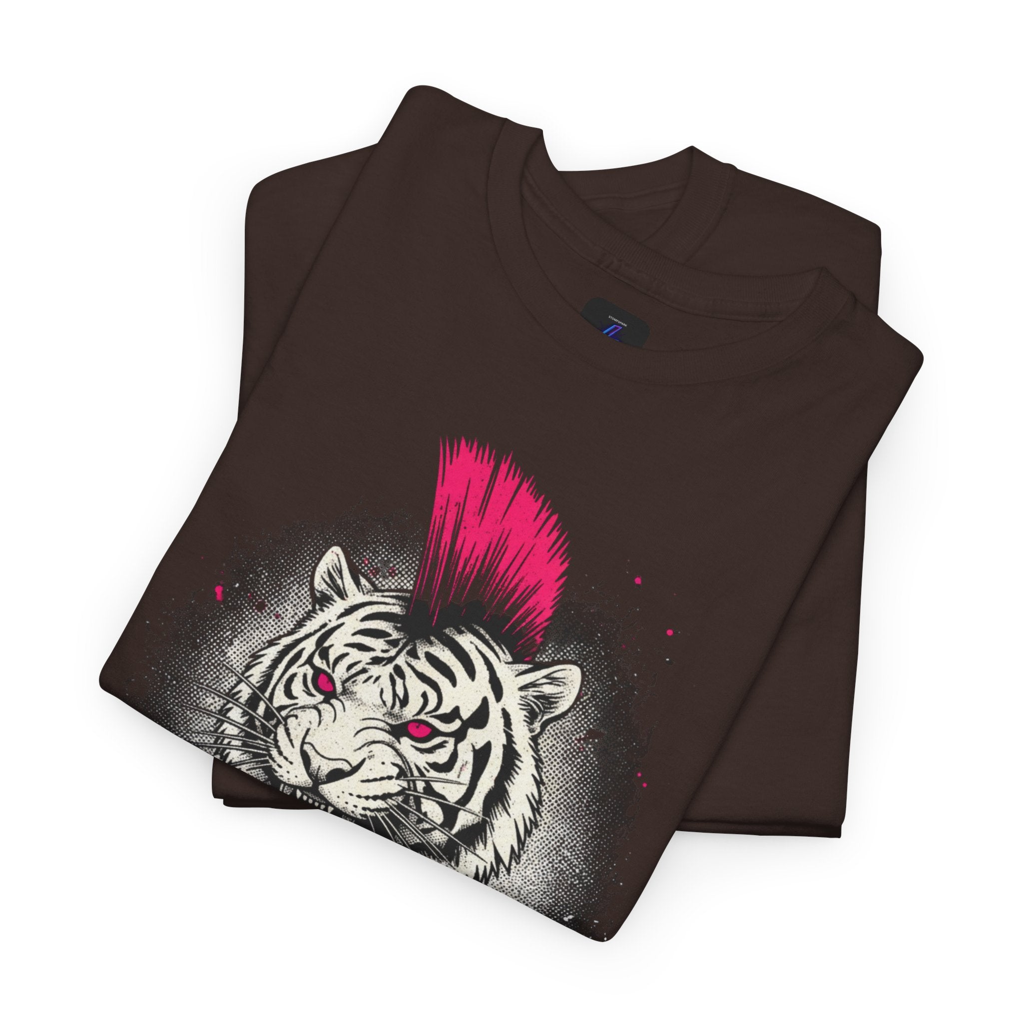 Punk Rock Tiger T-Shirt — Mohawk Tiger Graphic Tee 80's Fashion Rebel