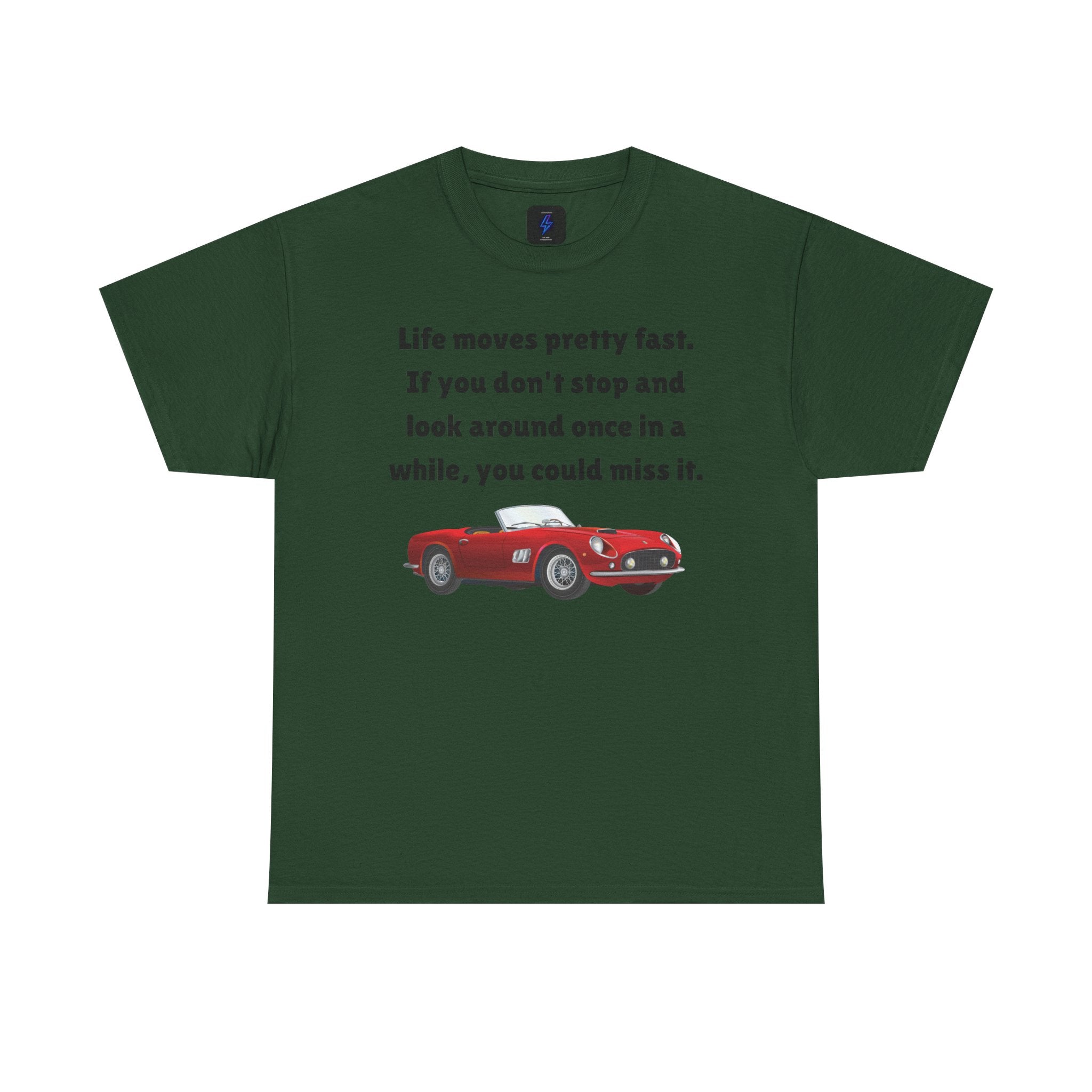 Life Moves Pretty Fast Tee — Vintage Red Sports Car Quote T-Shirt 80's Retro Fashion