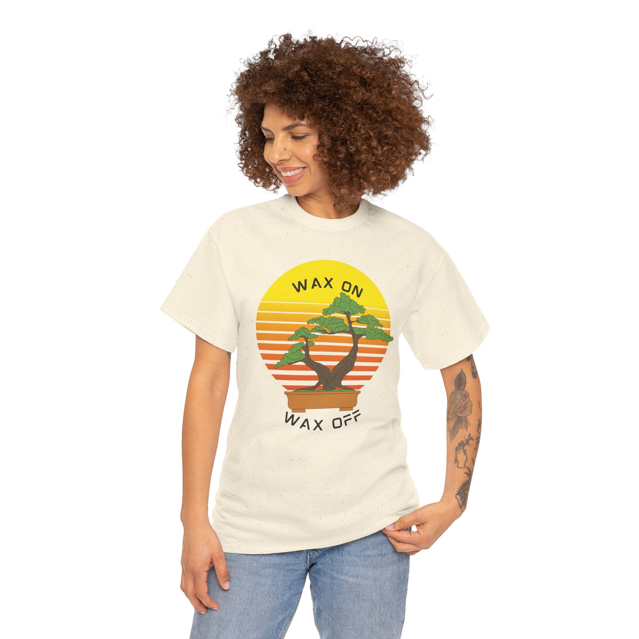 Wax On Wax Off Bonsai Tee — Retro Sunset Martial Arts T‑Shirt K-Kid Retro 80's