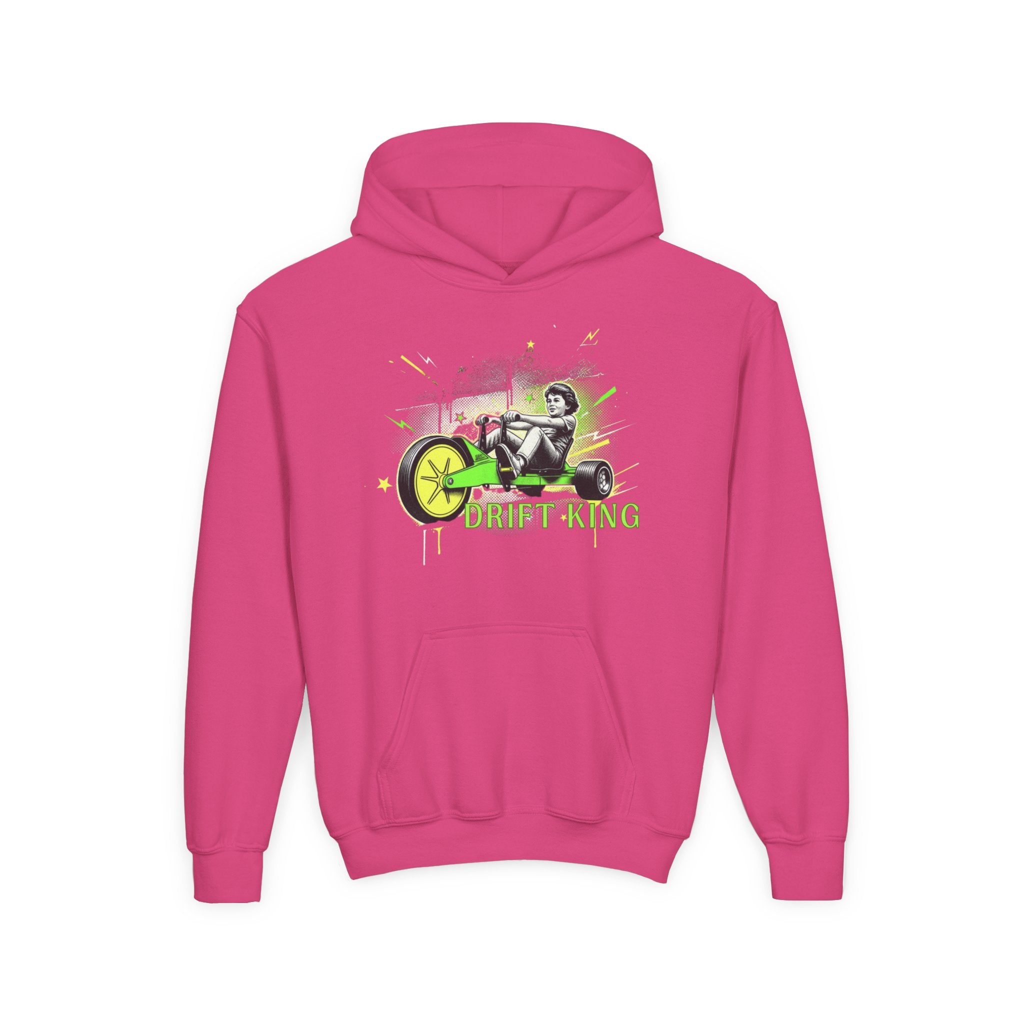 Drift King Youth Hoodie - Go-Kart Racing Graphic Sweatshirt 80s Fashion Design