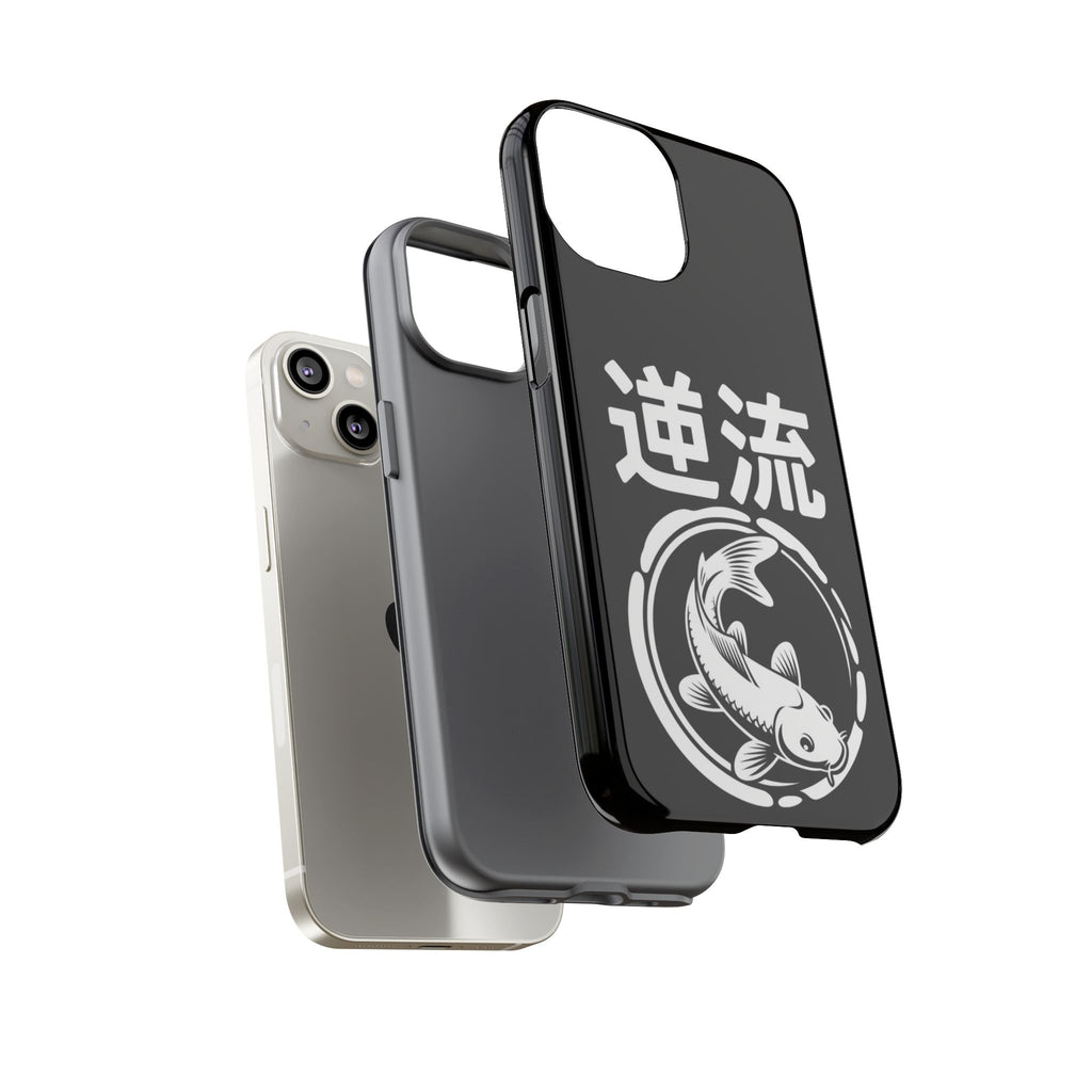 Koi '逆流' Tough Phone Case — Black Protective iPhone Cover - 80s Design