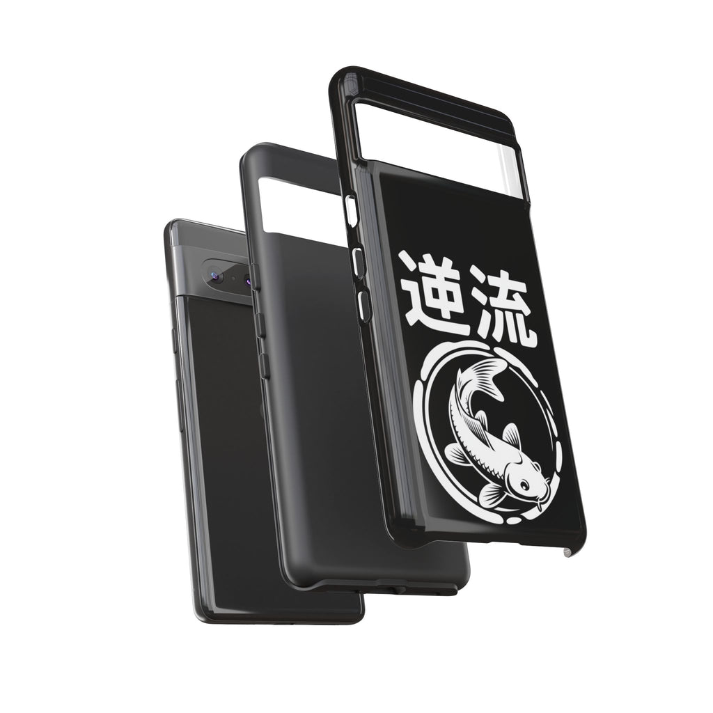 Koi '逆流' Tough Phone Case — Black Protective iPhone Cover - 80s Design