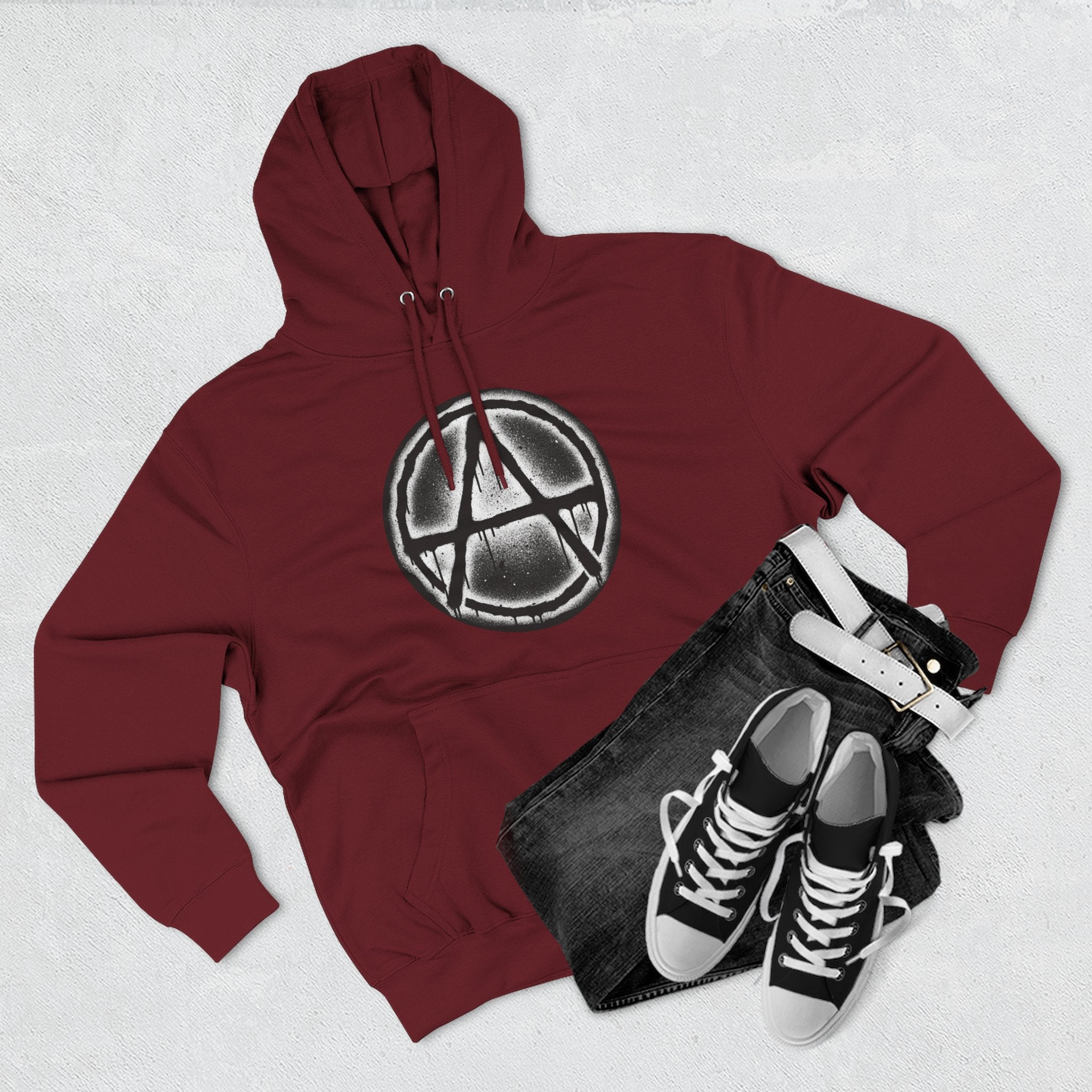 Anarchy Symbol Hoodie — Grunge Circle Anarchy Graphic Pullover 80's Fashion