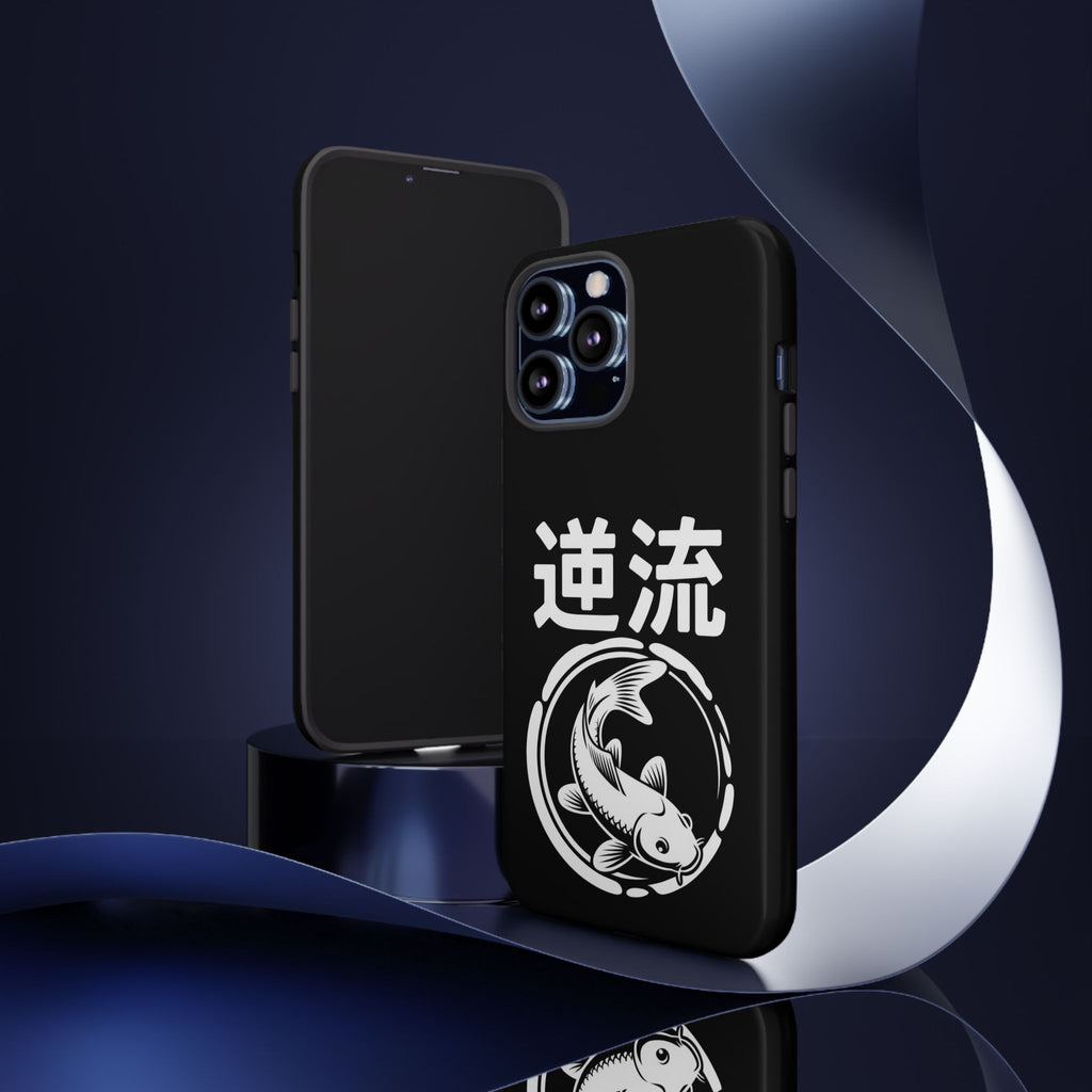 Koi '逆流' Tough Phone Case — Black Protective iPhone Cover - 80s Design