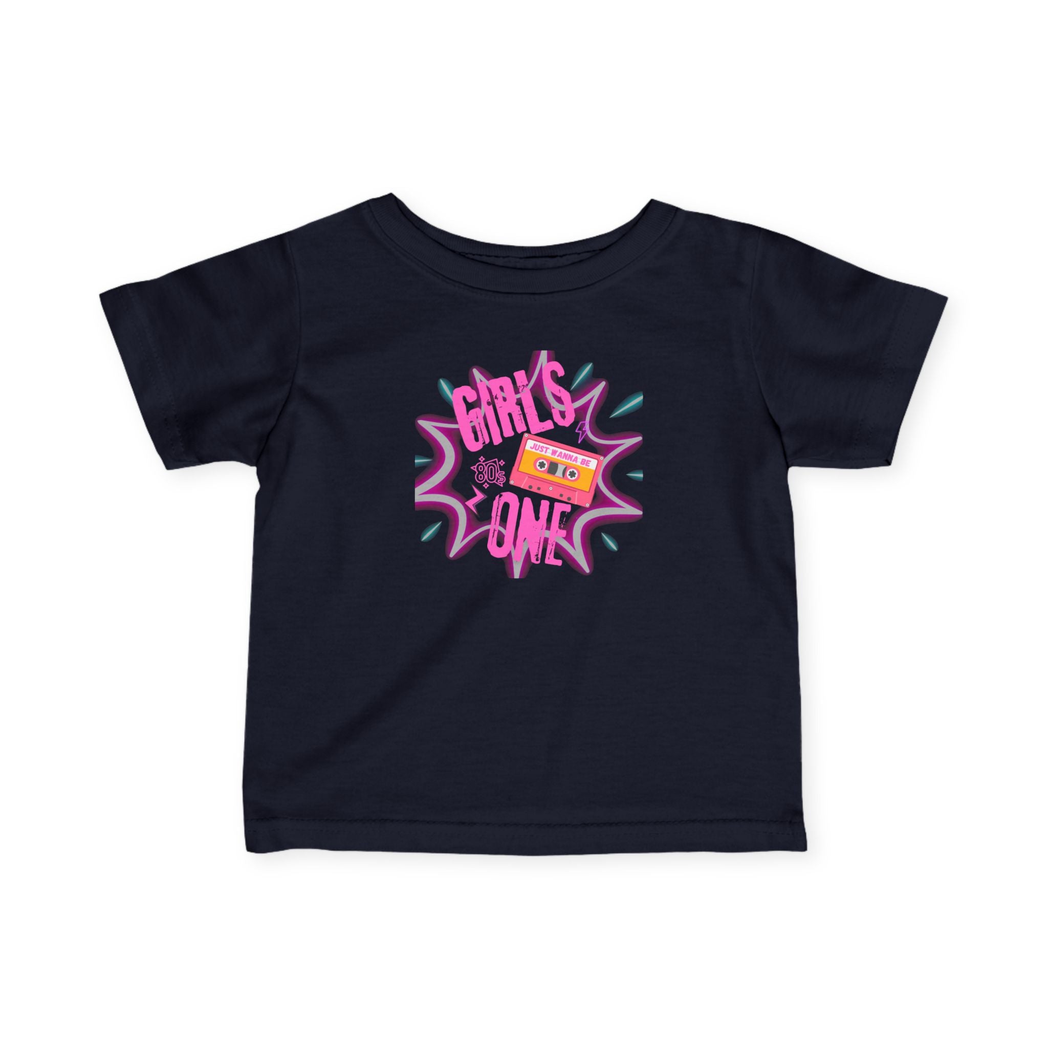 Girls One Infant Tee — 'Girl's One' Retro Cassette Baby T‑Shirt, First Birthday Outfit