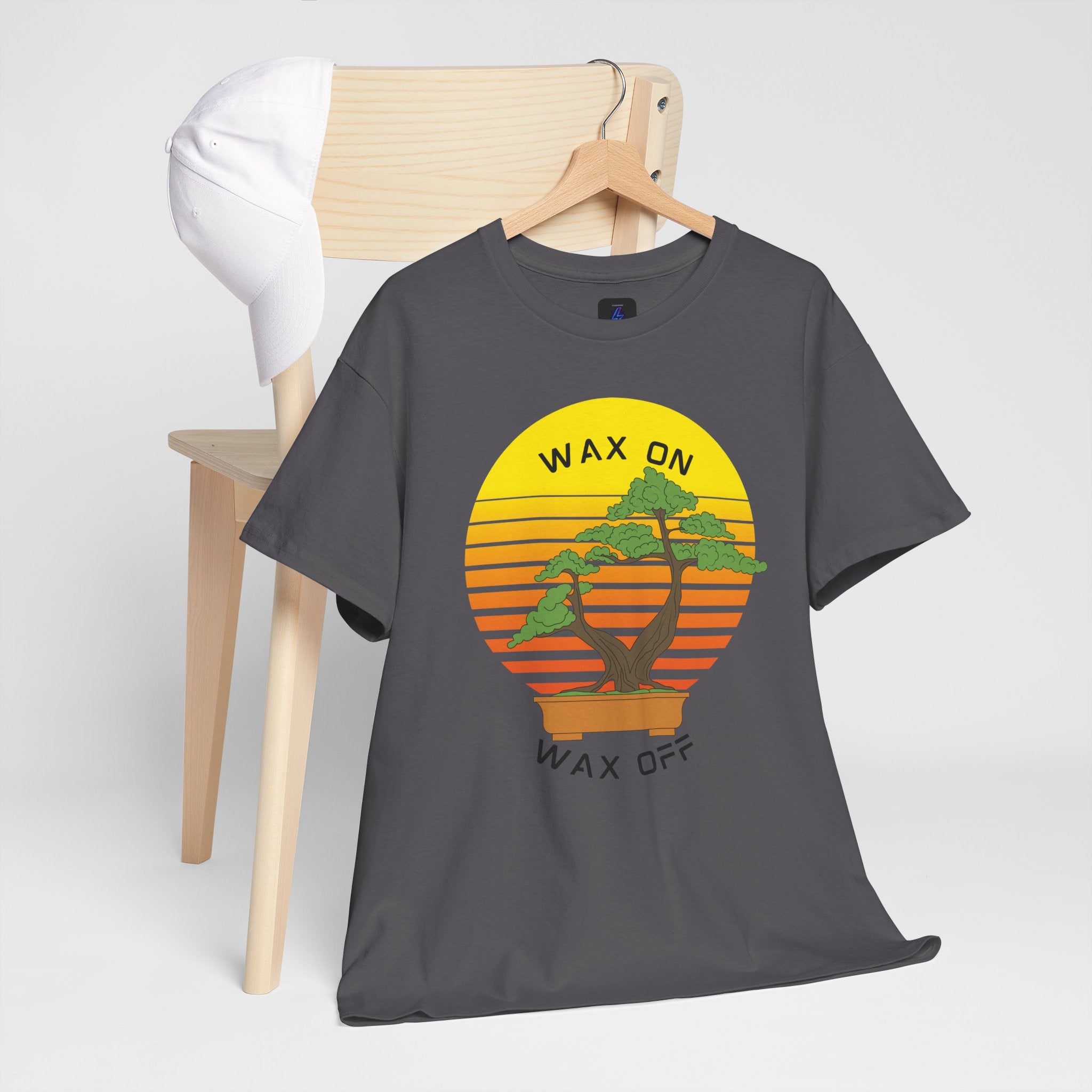 Wax On Wax Off Bonsai Tee — Retro Sunset Martial Arts T‑Shirt K-Kid Retro 80's