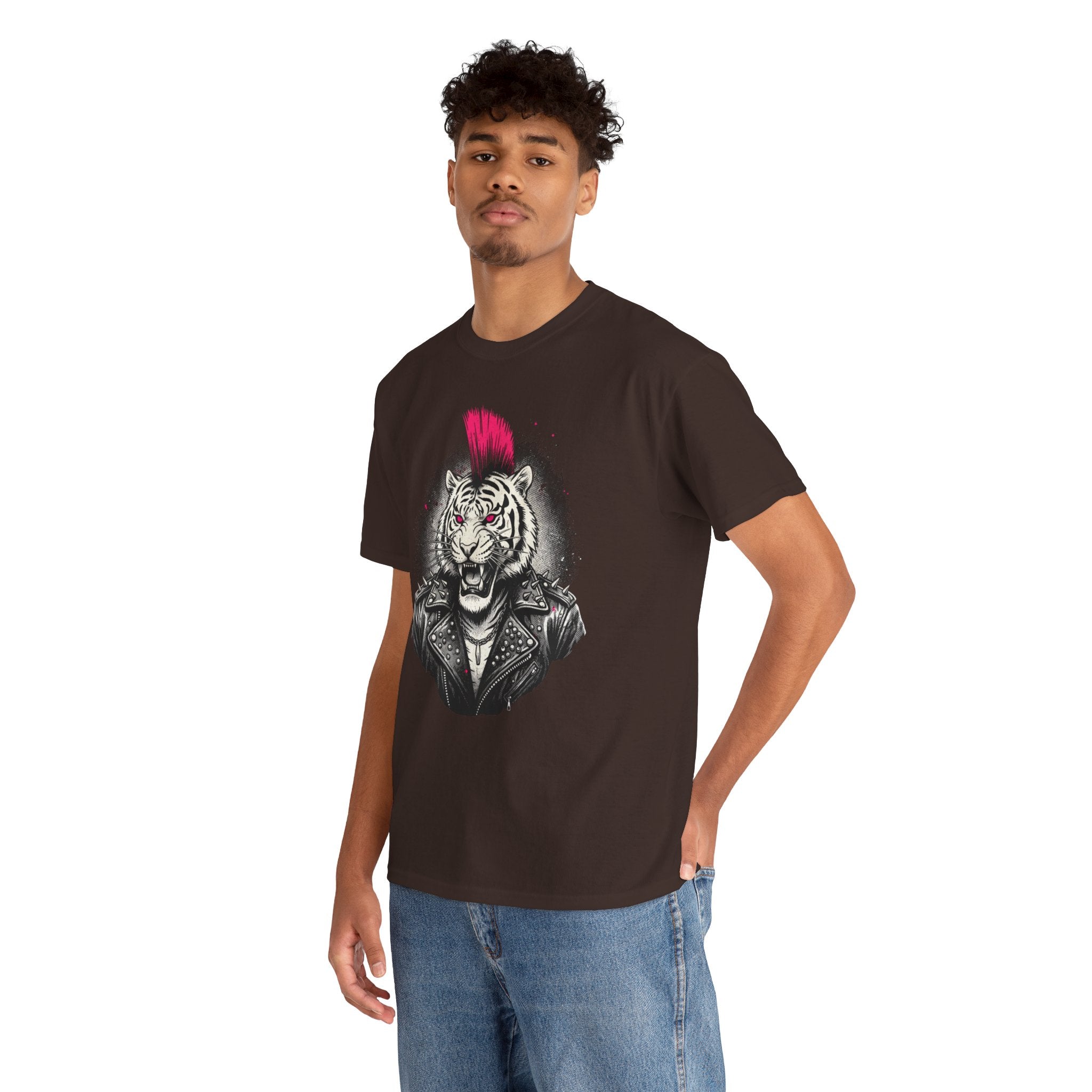 Punk Rock Tiger T-Shirt — Mohawk Tiger Graphic Tee 80's Fashion Rebel