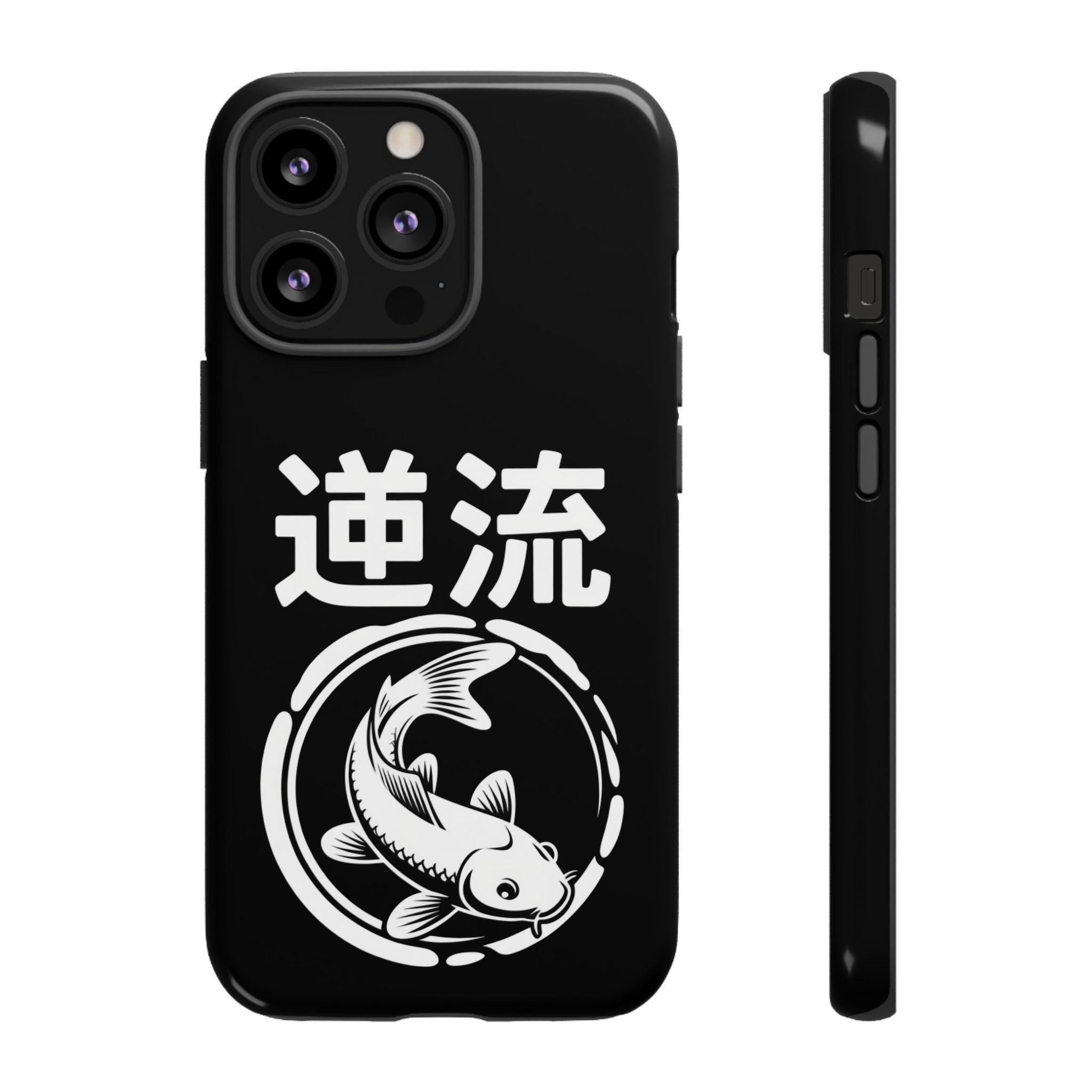 Koi '逆流' Tough Phone Case — Black Protective iPhone Cover - 80s Design