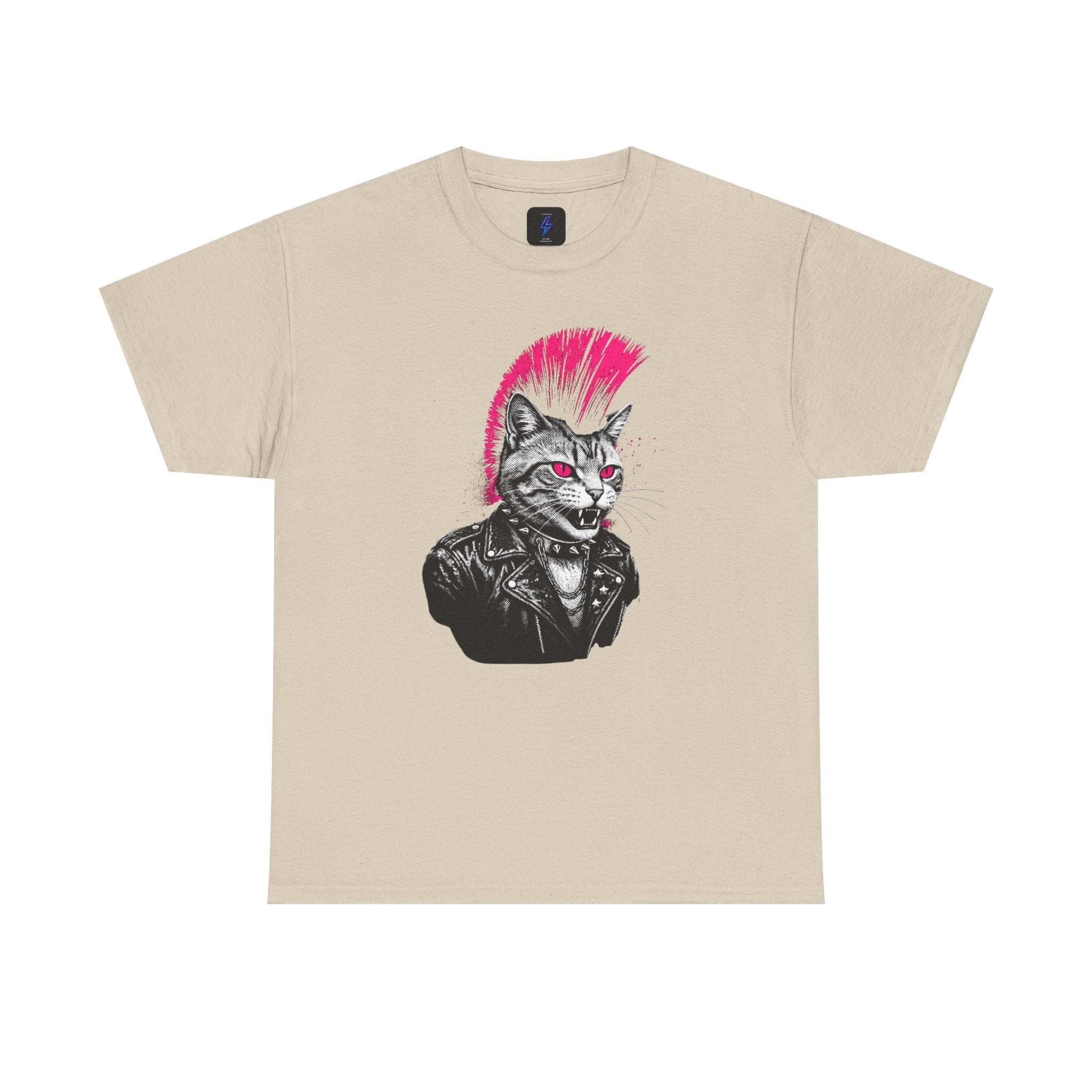 1980s Punk Rocker Cat Tee — Retro Punk Skater Rebel T-Shirt