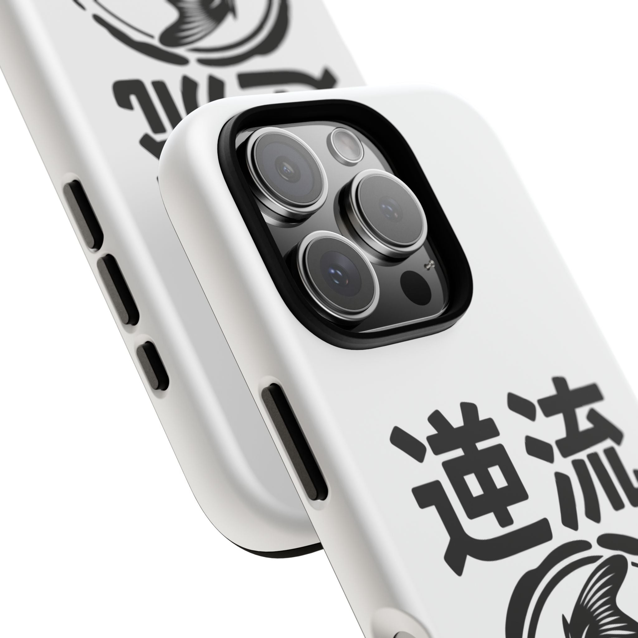 Phone Case — Koi Fish Yin Yang with Japanese Kanji (逆流) — Tough Protective Cover 80s Design