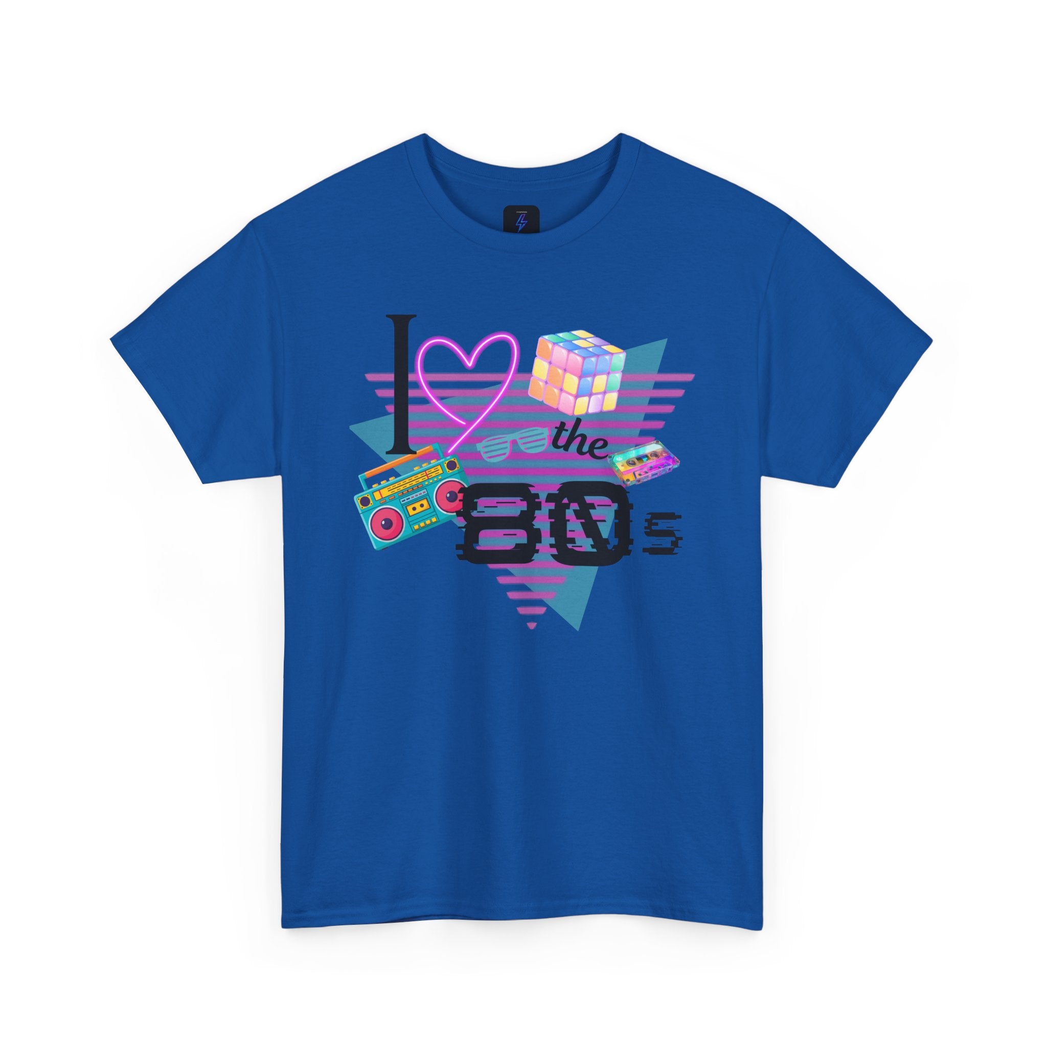 I Love the 80s T-Shirt — Retro Cassette, Rubik’s Cube & Neon Vintage Tee
