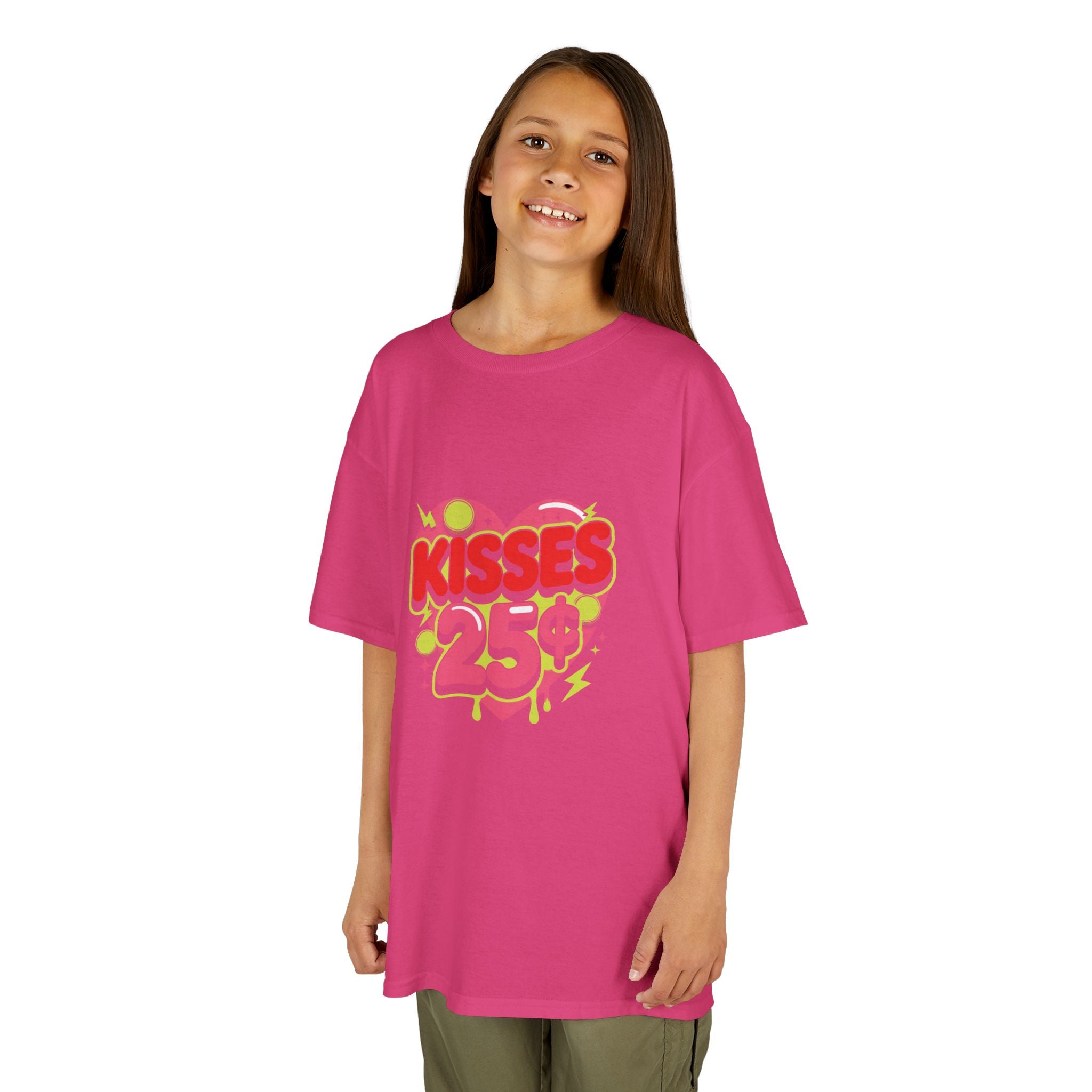 Kids T-Shirt — "Kisses 25" Retro Valentine Heart Tee 80s Retro