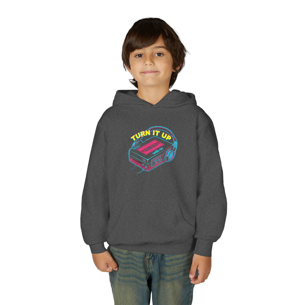 Youth Hoodie - "Turn It Up" Retro Cassette "Walkman" Graphic 80's Fashion