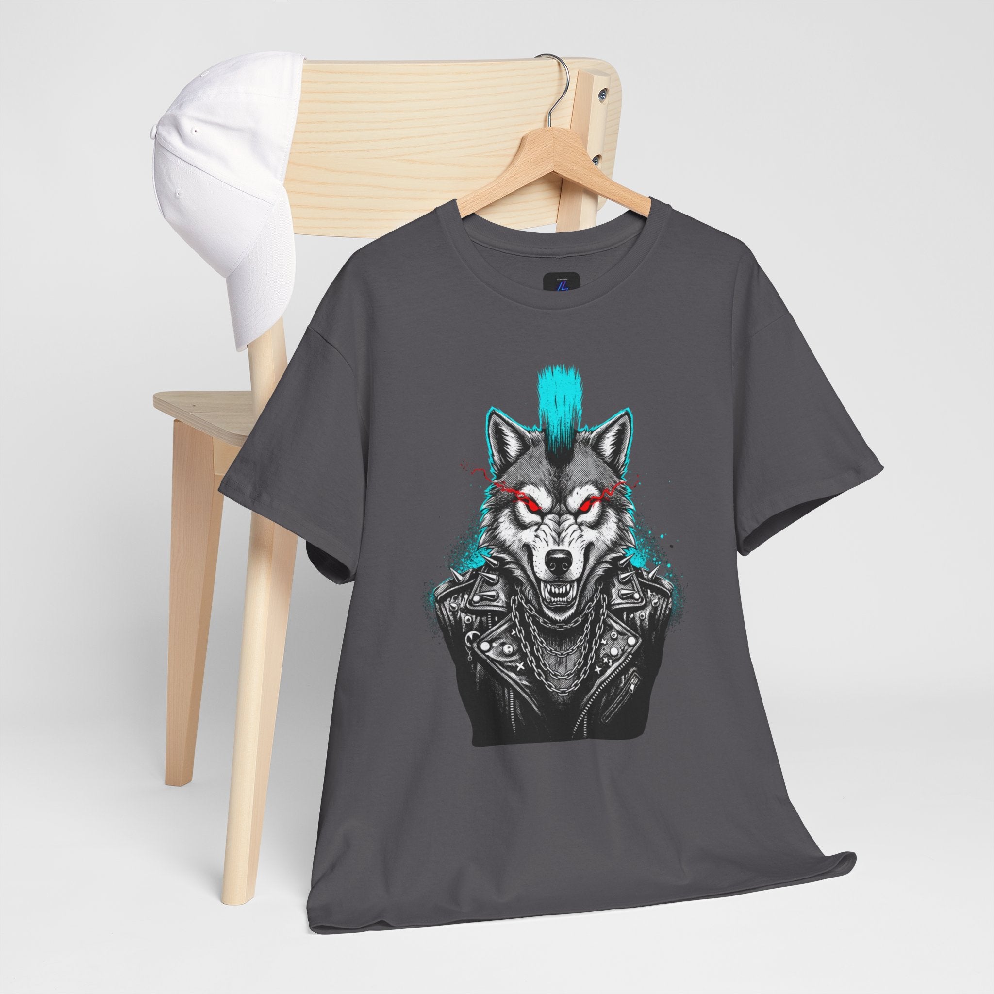 Wolf Punk Graphic Tee — Fierce Tribal Wolf Illustration T-Shirt 80's Rebel Fashion