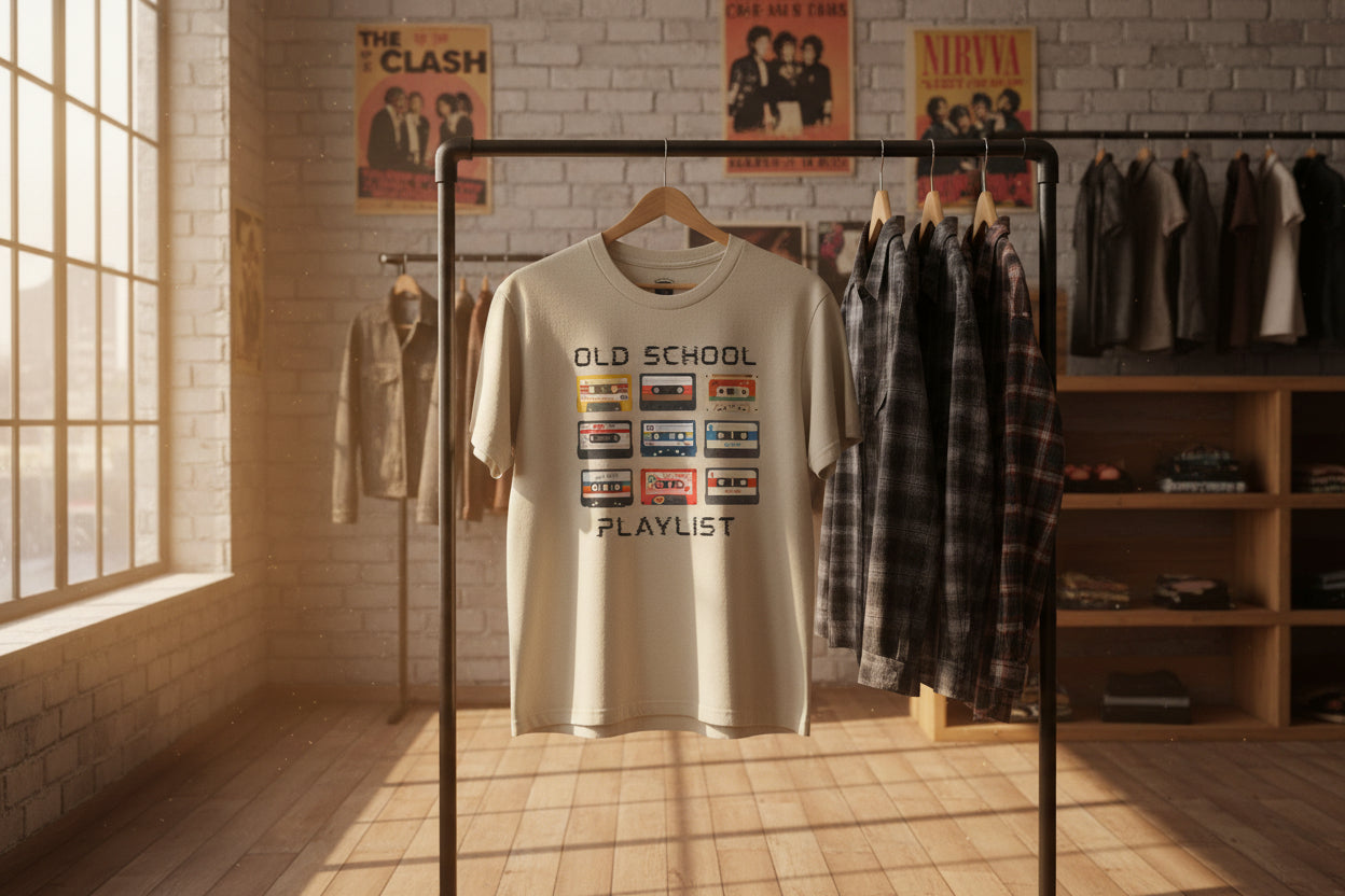 Old School Playlist T-Shirt — Retro 80s Cassette Tape Graphic Tee