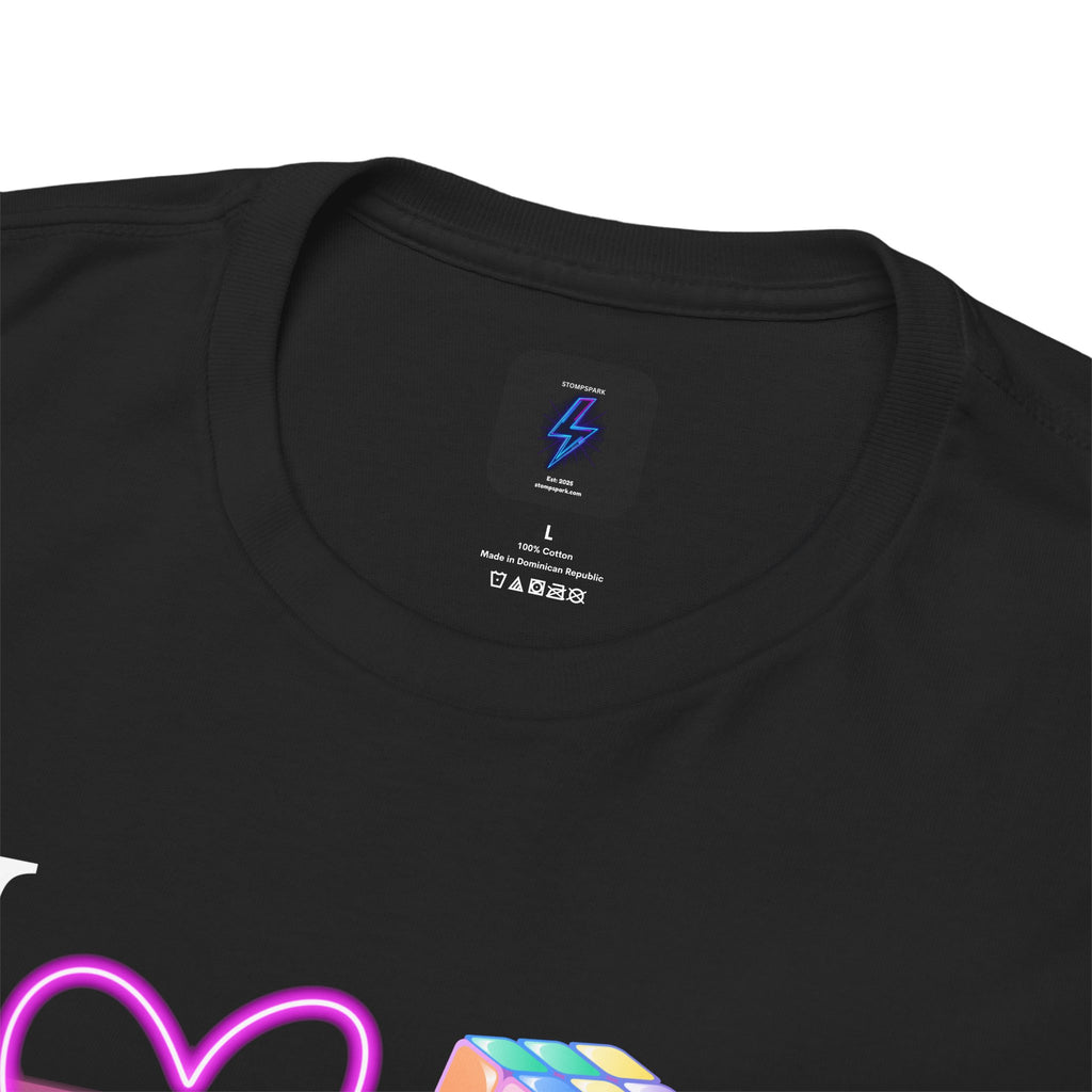 I Love the 80s T-Shirt — Retro Cassette, Rubik’s Cube & Neon Vintage Tee