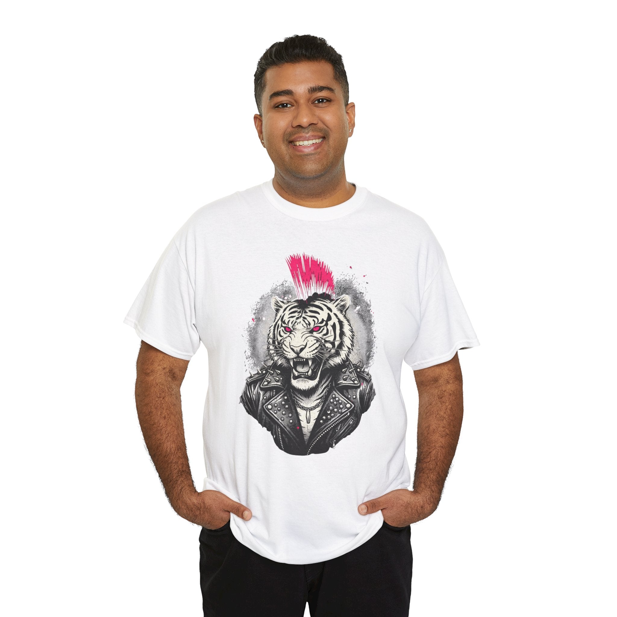 Punk Rock Tiger T-Shirt — Mohawk Tiger Graphic Tee 80's Fashion Rebel