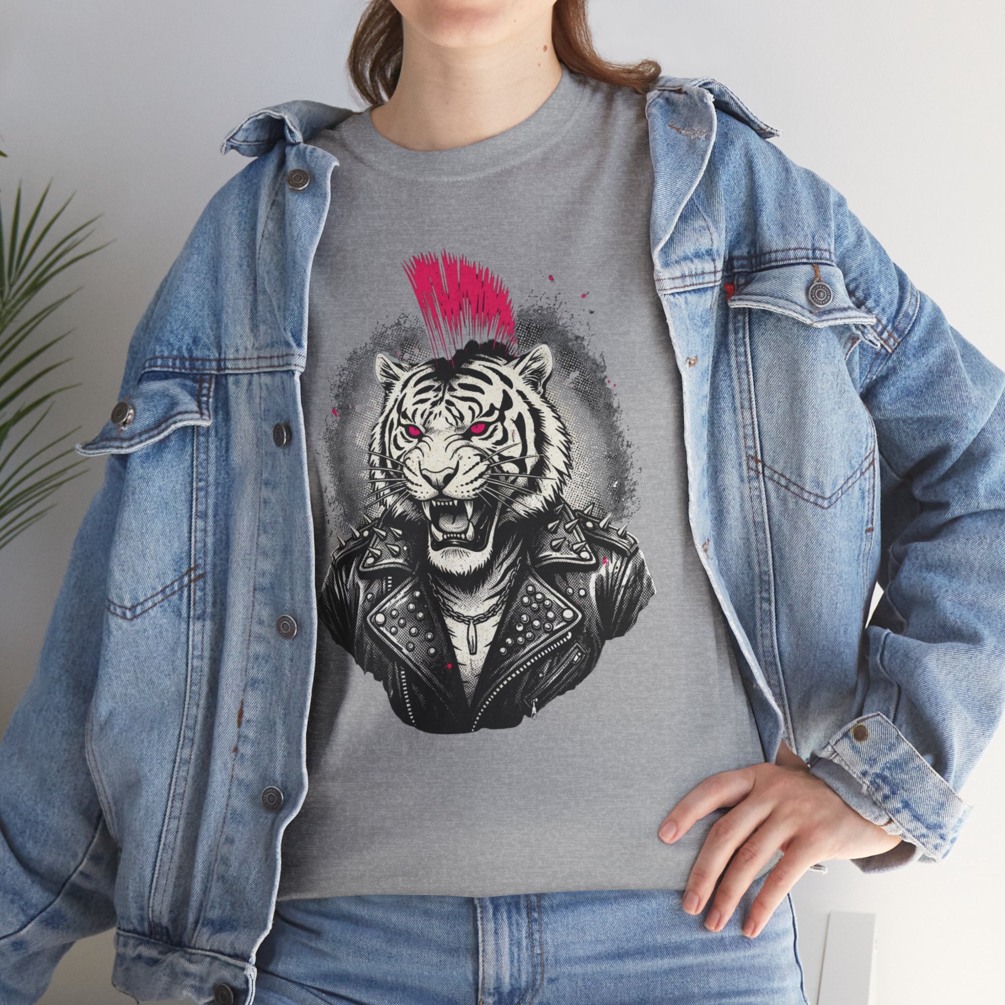 Punk Rock Tiger T-Shirt — Mohawk Tiger Graphic Tee 80's Fashion Rebel