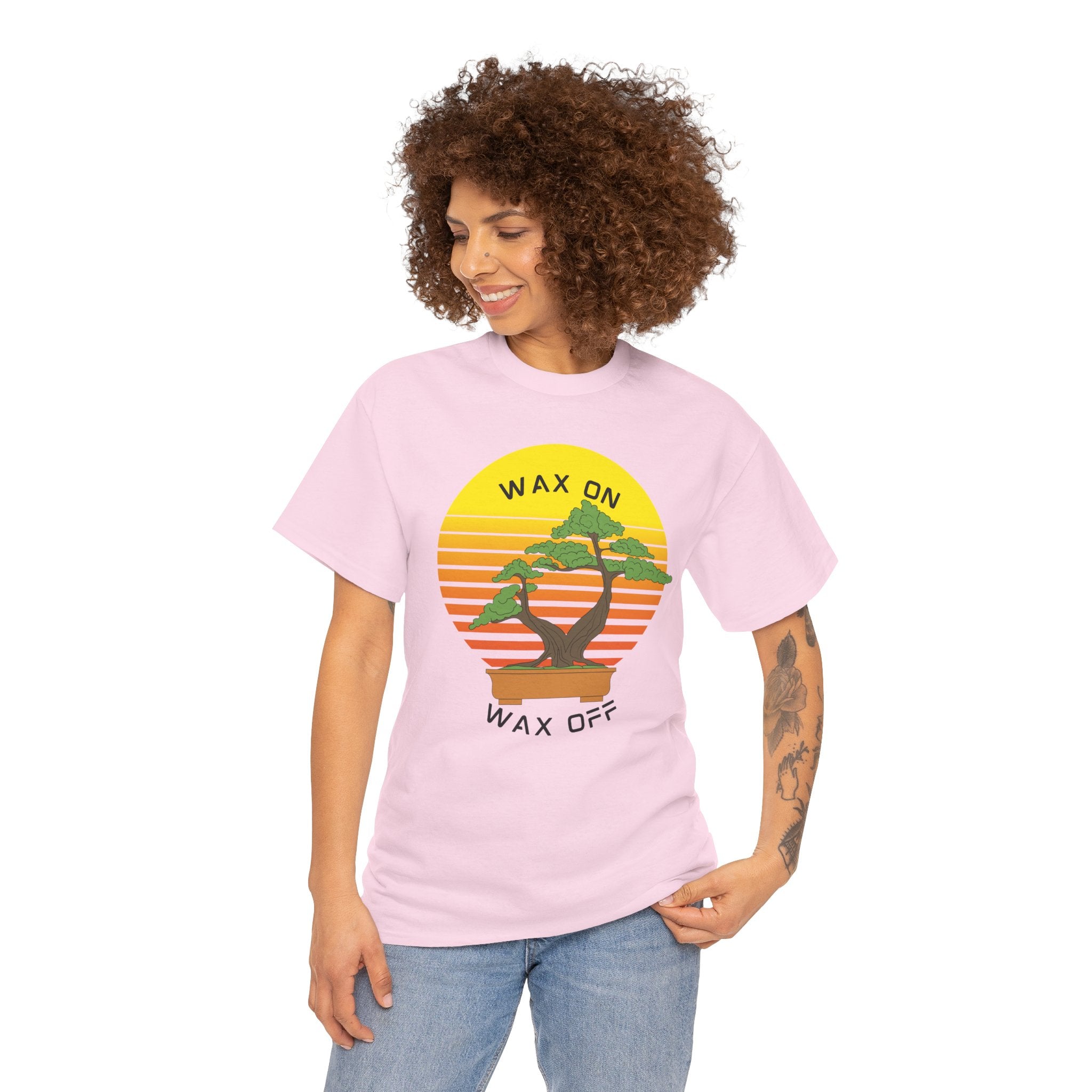 Wax On Wax Off Bonsai Tee — Retro Sunset Martial Arts T‑Shirt K-Kid Retro 80's