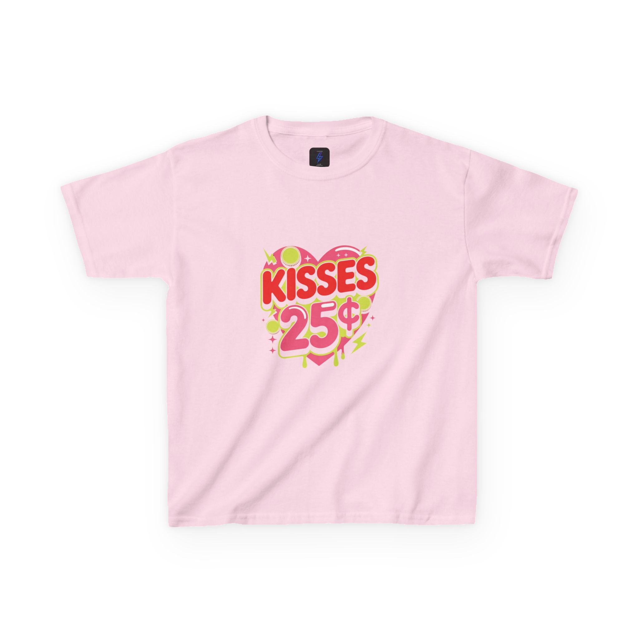 Kids T-Shirt — "Kisses 25" Retro Valentine Heart Tee 80s Retro