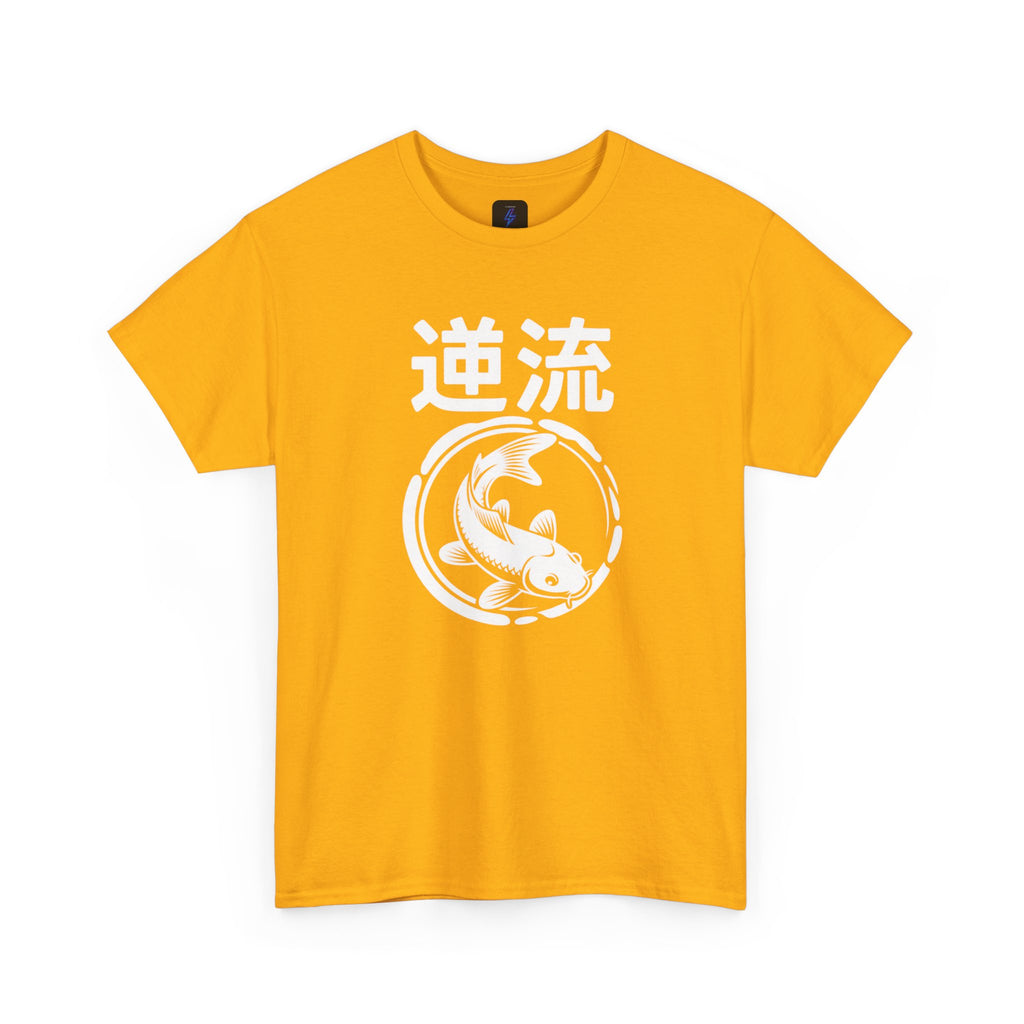 Koi Reverse Flow Tee — Japanese Kanji 逆流 Fish Graphic T-Shirt Retro Style