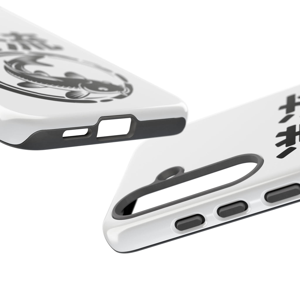 Phone Case — Koi Fish Yin Yang with Japanese Kanji (逆流) — Tough Protective Cover 80s Design