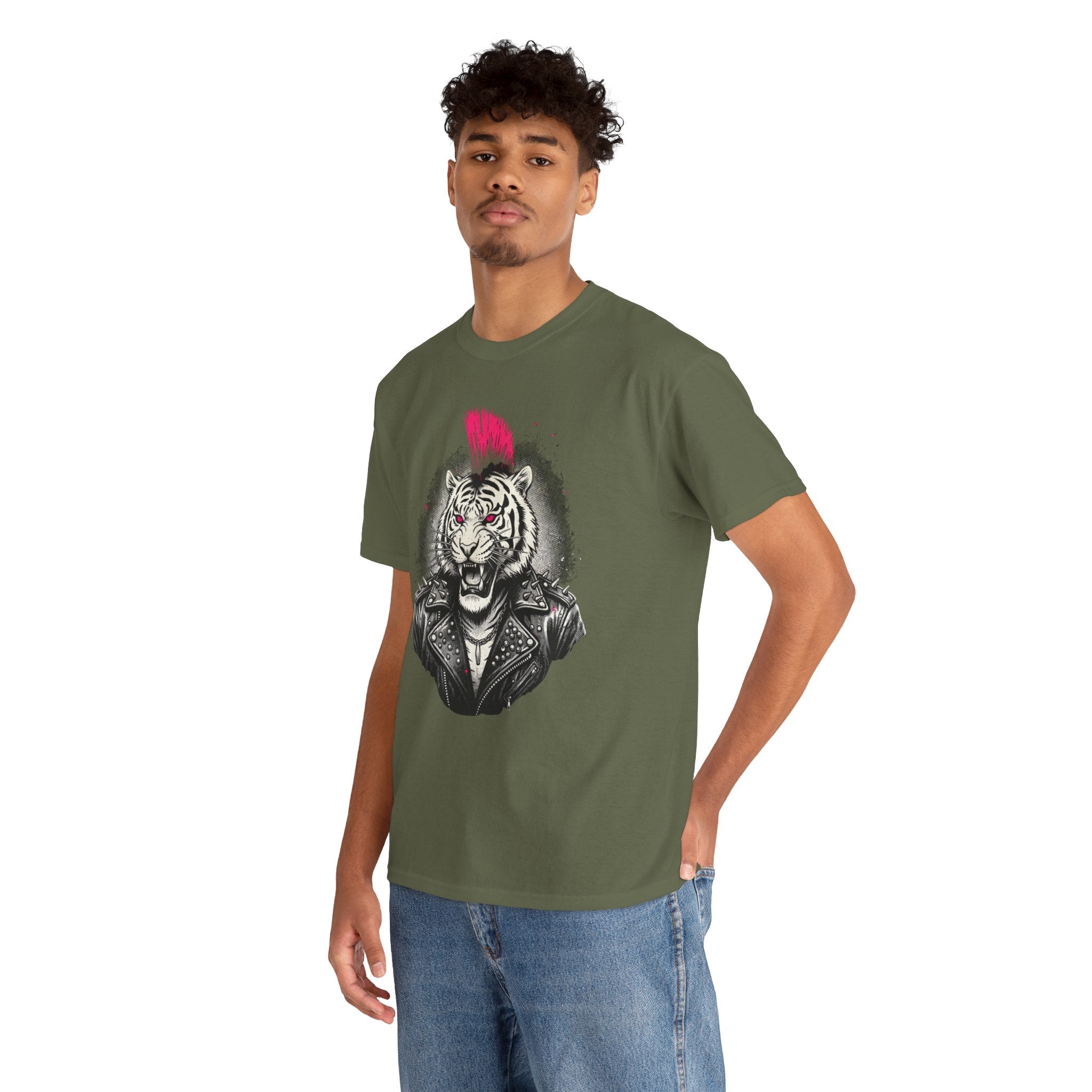 Punk Rock Tiger T-Shirt — Mohawk Tiger Graphic Tee 80's Fashion Rebel