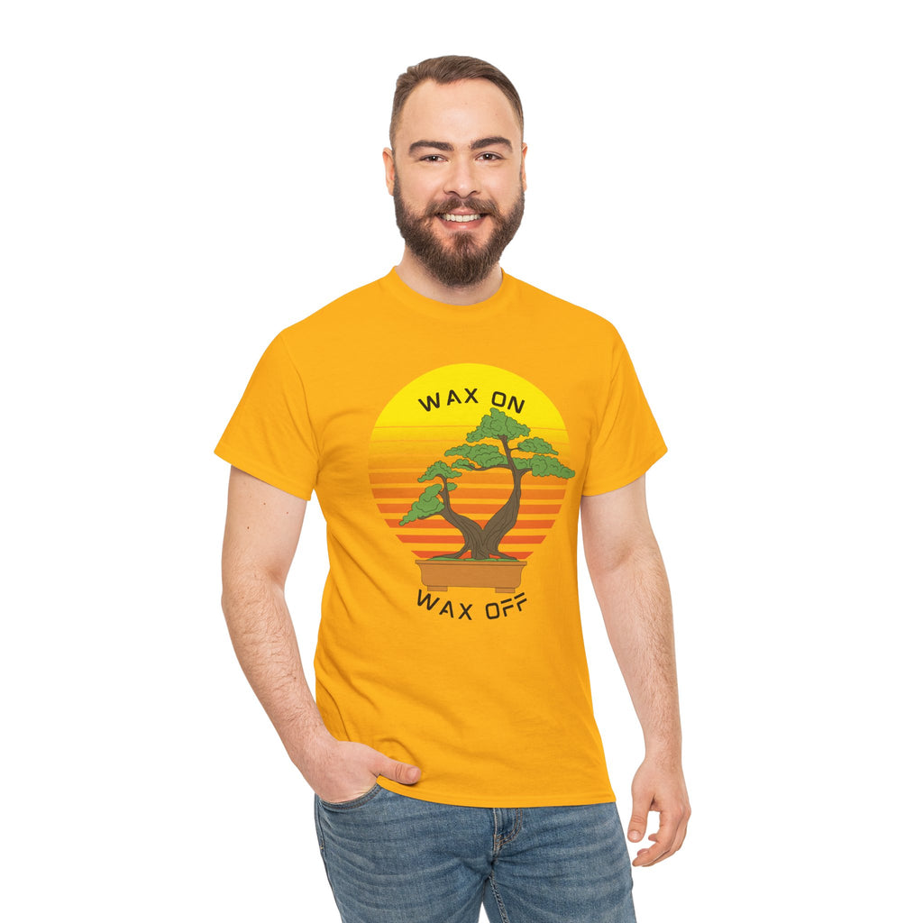 Wax On Wax Off Bonsai Tee — Retro Sunset Martial Arts T‑Shirt K-Kid Retro 80's