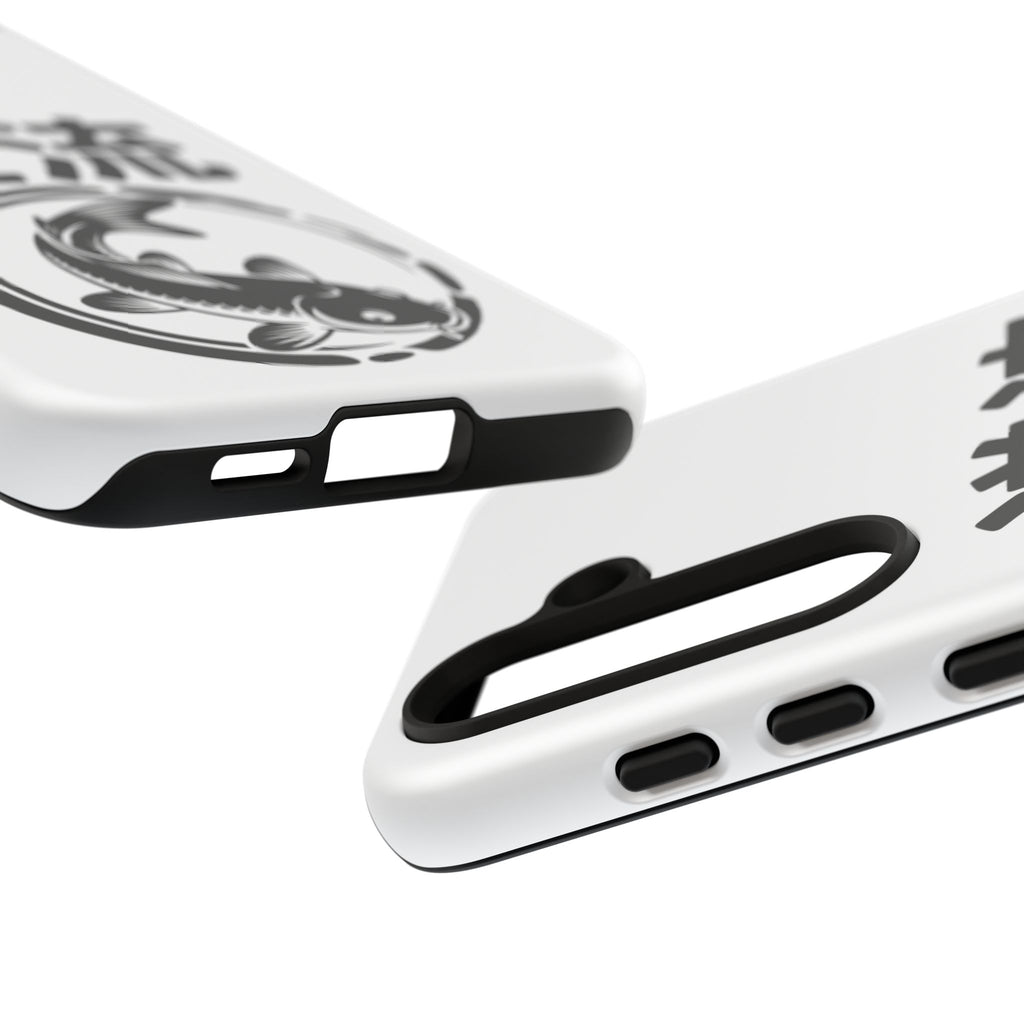 Phone Case — Koi Fish Yin Yang with Japanese Kanji (逆流) — Tough Protective Cover 80s Design