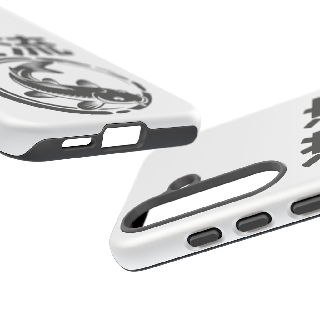 Phone Case — Koi Fish Yin Yang with Japanese Kanji (逆流) — Tough Protective Cover 80s Design