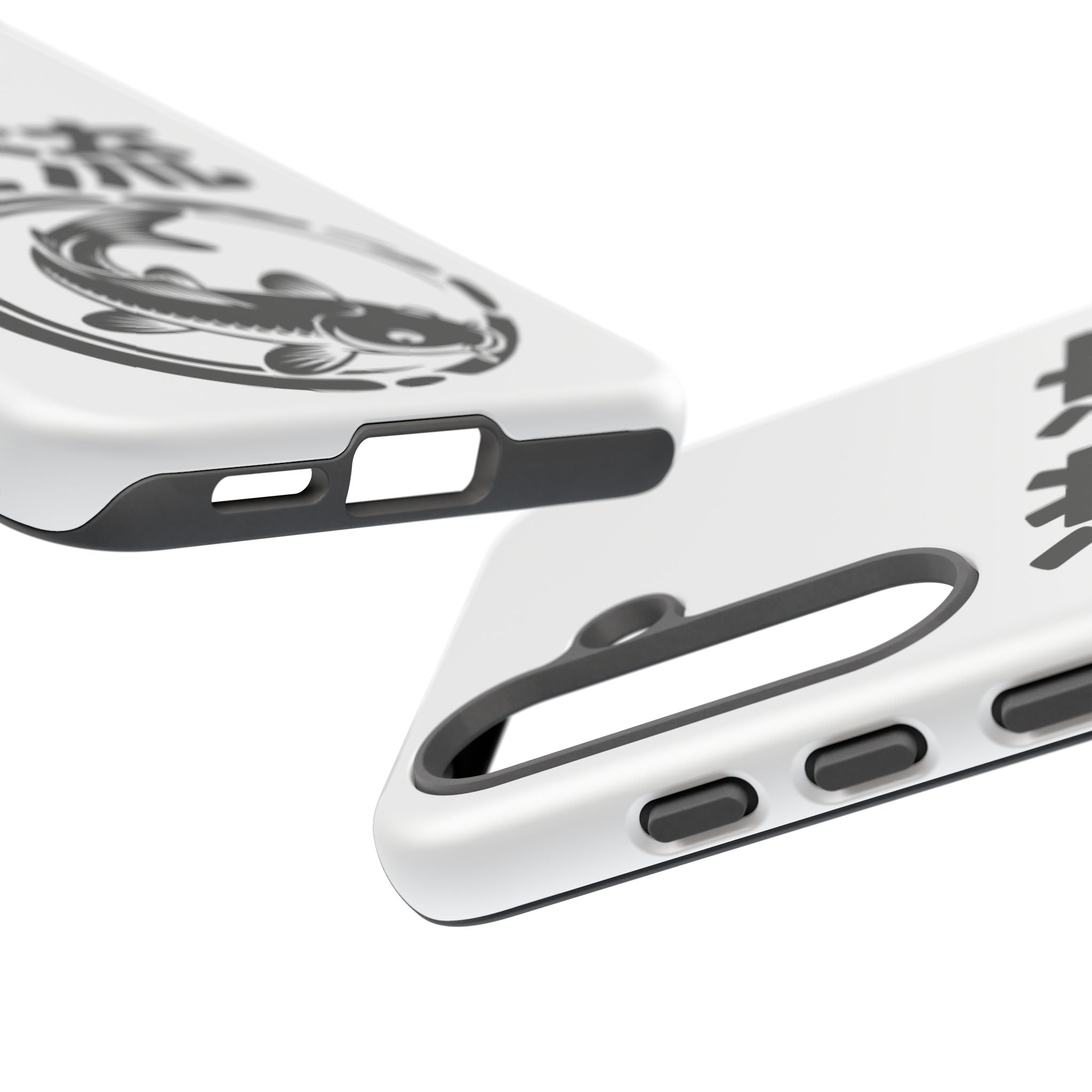 Phone Case — Koi Fish Yin Yang with Japanese Kanji (逆流) — Tough Protective Cover 80s Design