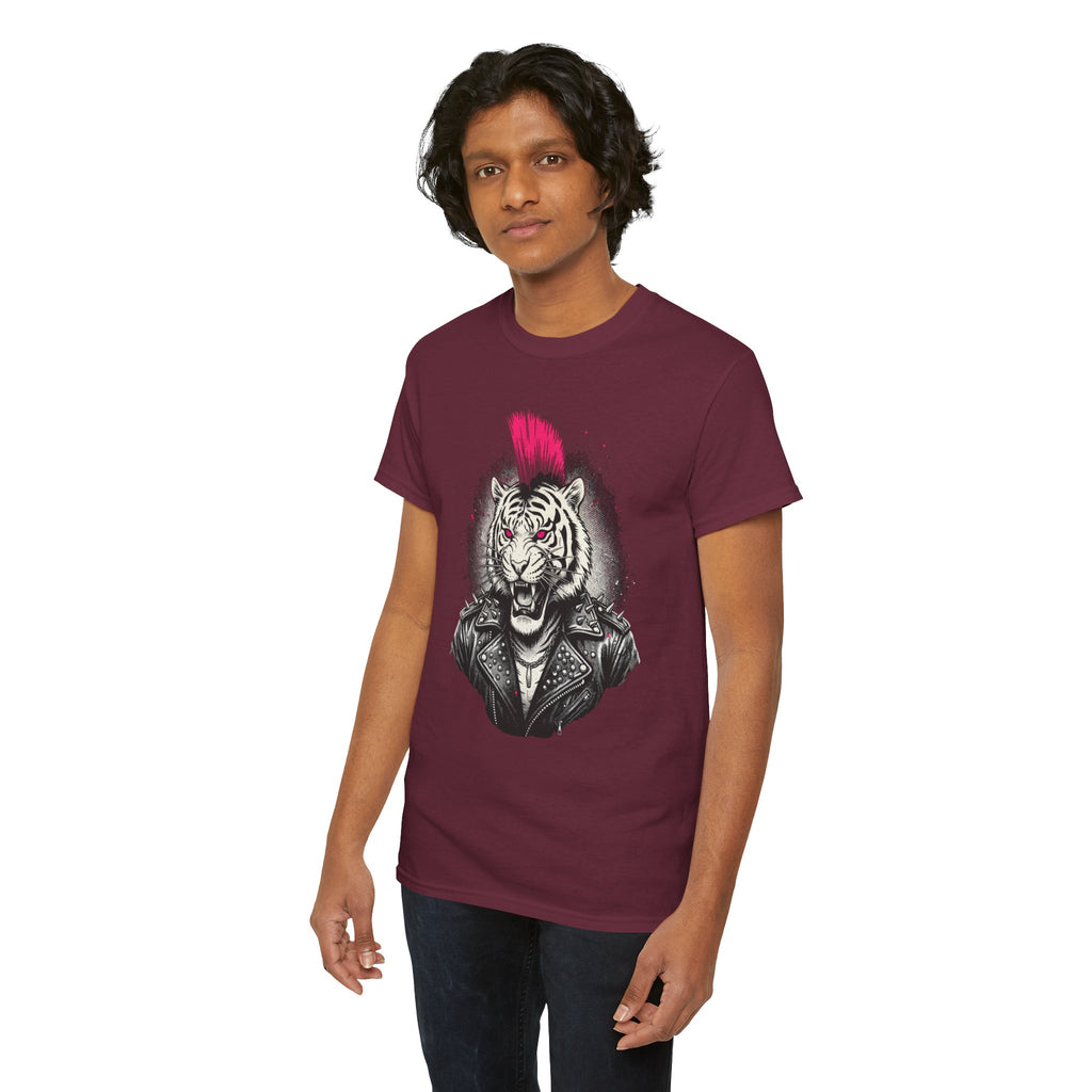 Punk Rock Tiger T-Shirt — Mohawk Tiger Graphic Tee 80's Fashion Rebel