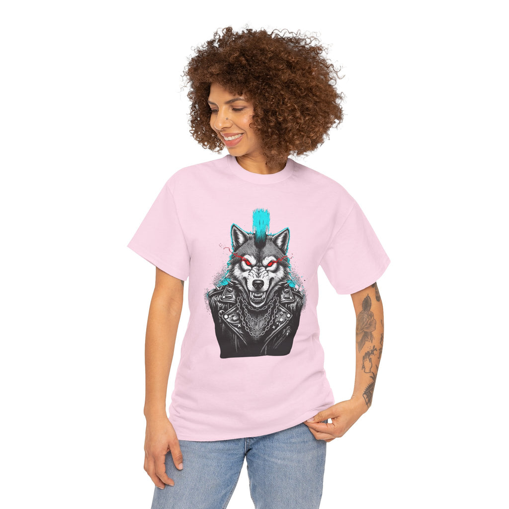 Wolf Punk Graphic Tee — Fierce Tribal Wolf Illustration T-Shirt 80's Rebel Fashion