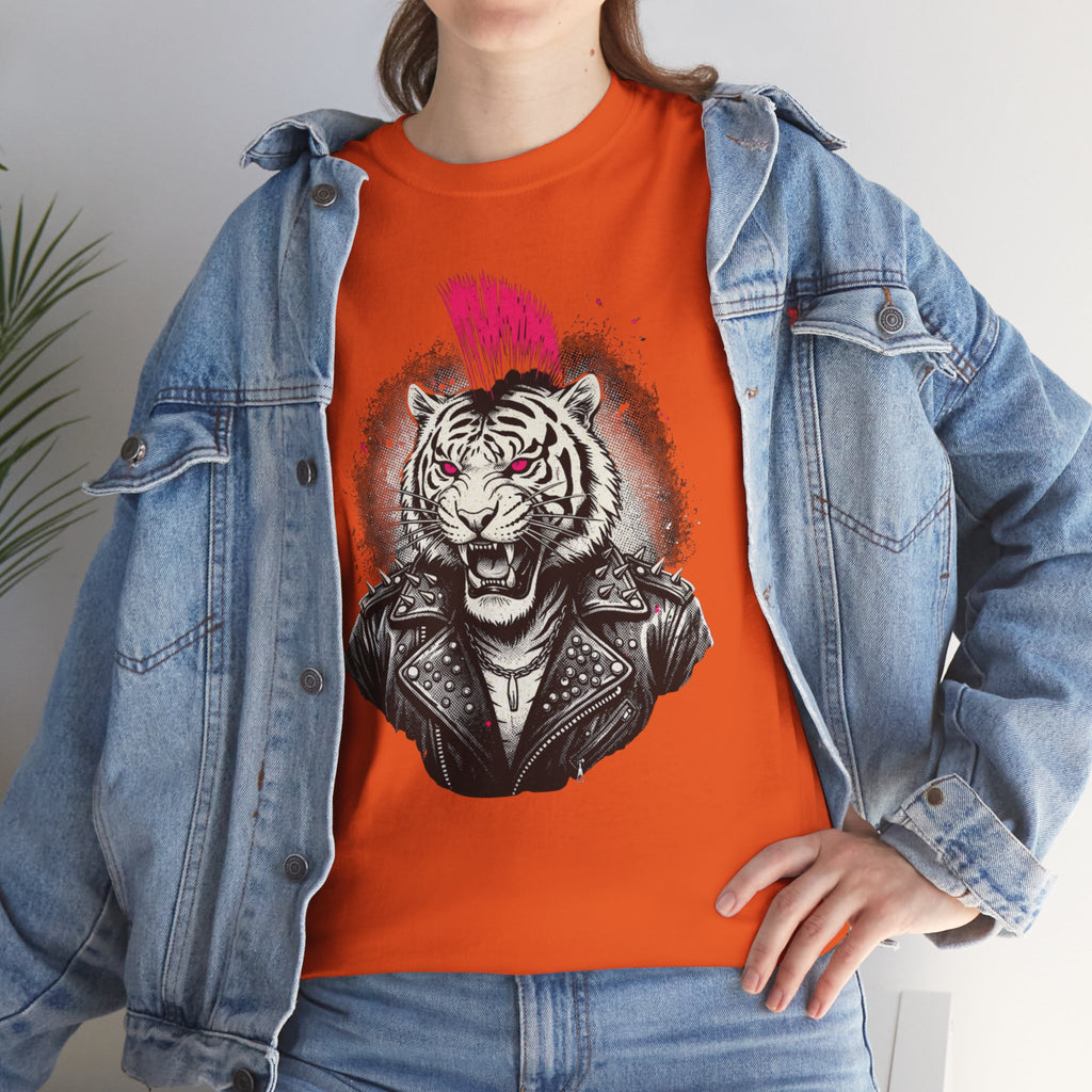 Punk Rock Tiger T-Shirt — Mohawk Tiger Graphic Tee 80's Fashion Rebel