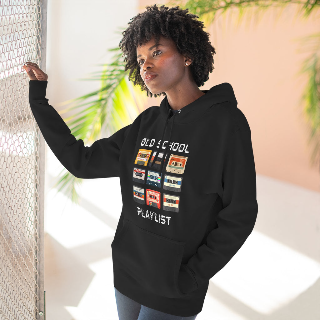 Old School Playlist Hoodie — Retro 80s Cassette Tape Graphic Pullover