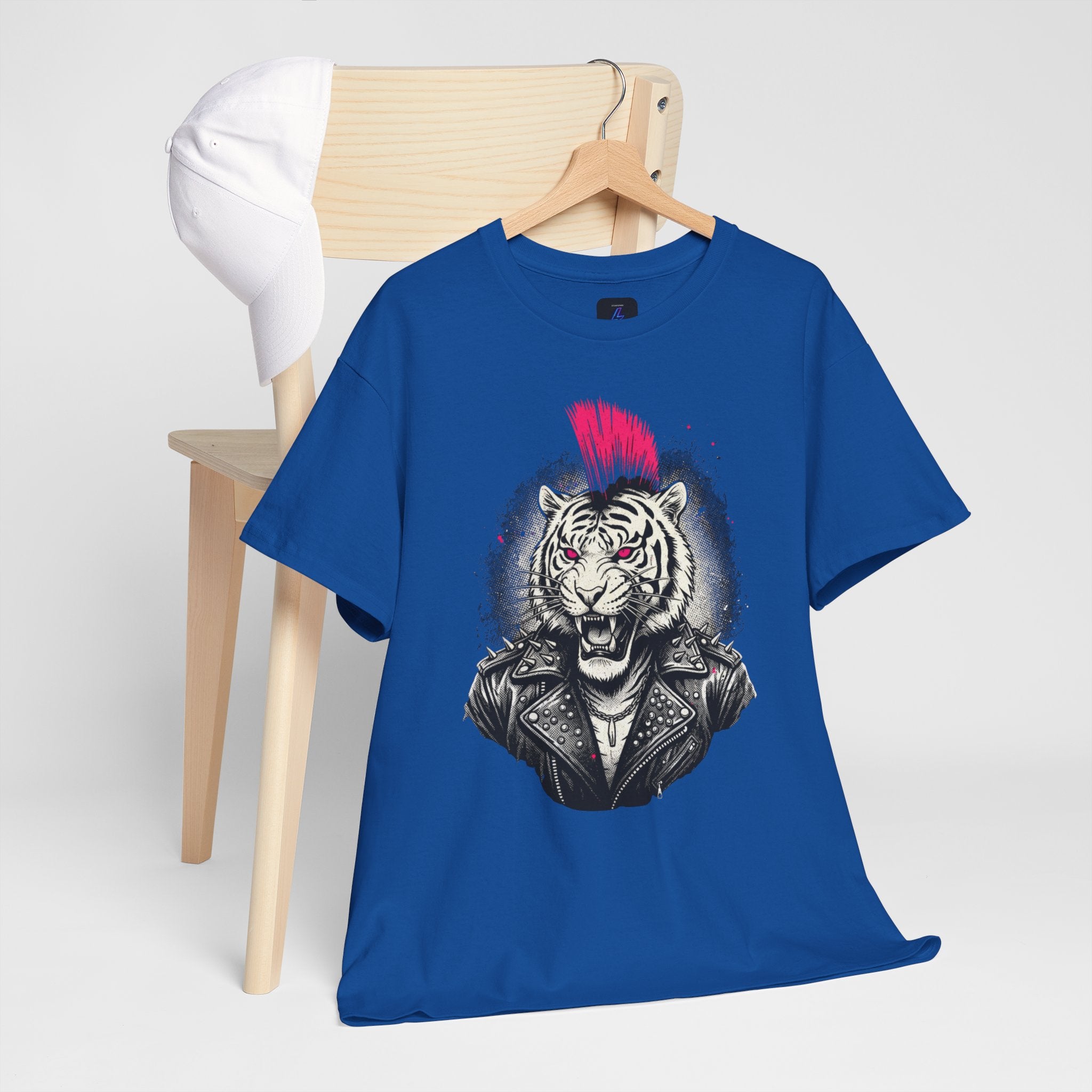 Punk Rock Tiger T-Shirt — Mohawk Tiger Graphic Tee 80's Fashion Rebel