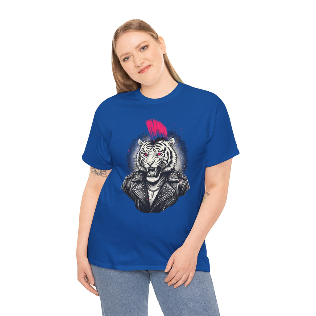 Punk Rock Tiger T-Shirt — Mohawk Tiger Graphic Tee 80's Fashion Rebel