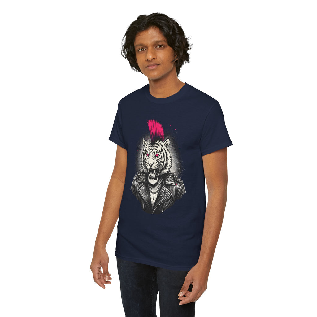 Punk Rock Tiger T-Shirt — Mohawk Tiger Graphic Tee 80's Fashion Rebel