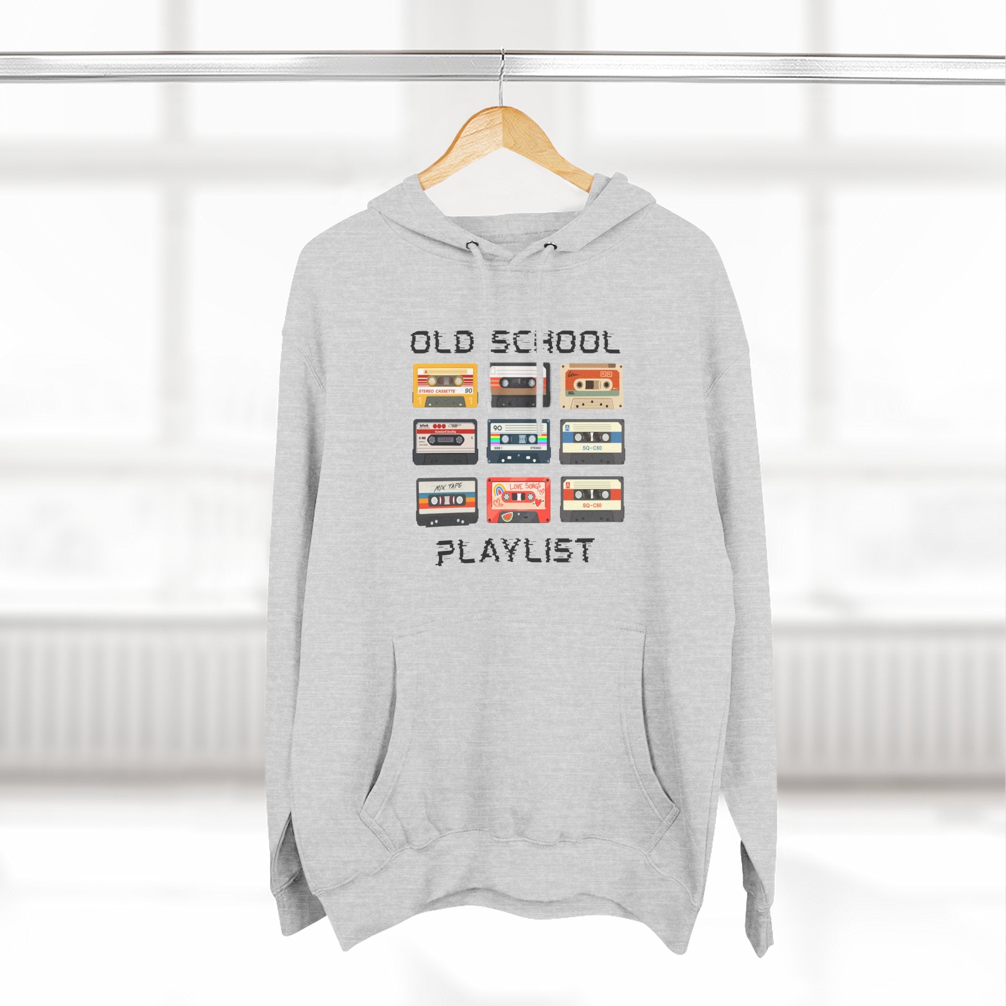 Old School Playlist Hoodie — Retro 80s Cassette Tape Graphic Pullover