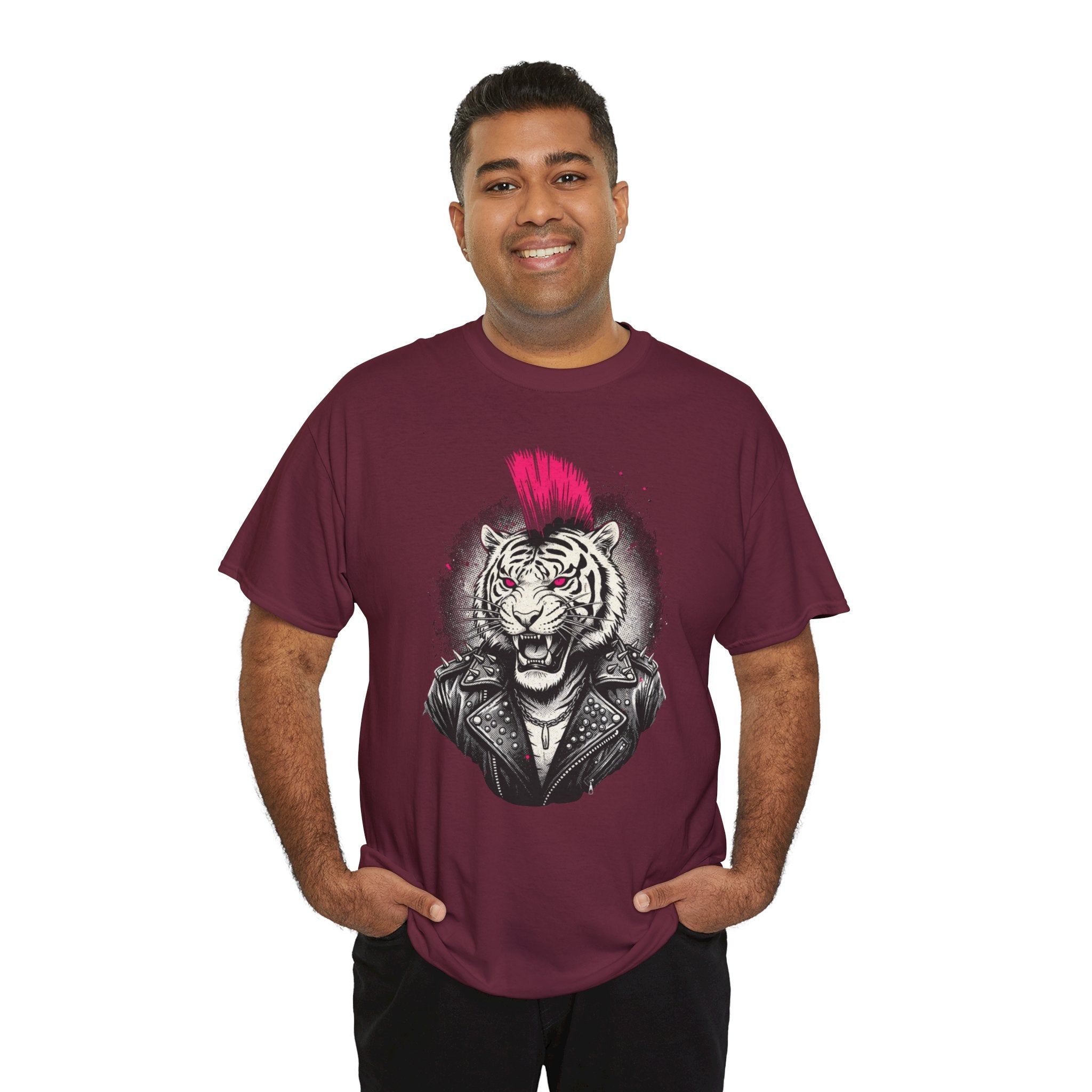 Punk Rock Tiger T-Shirt — Mohawk Tiger Graphic Tee 80's Fashion Rebel