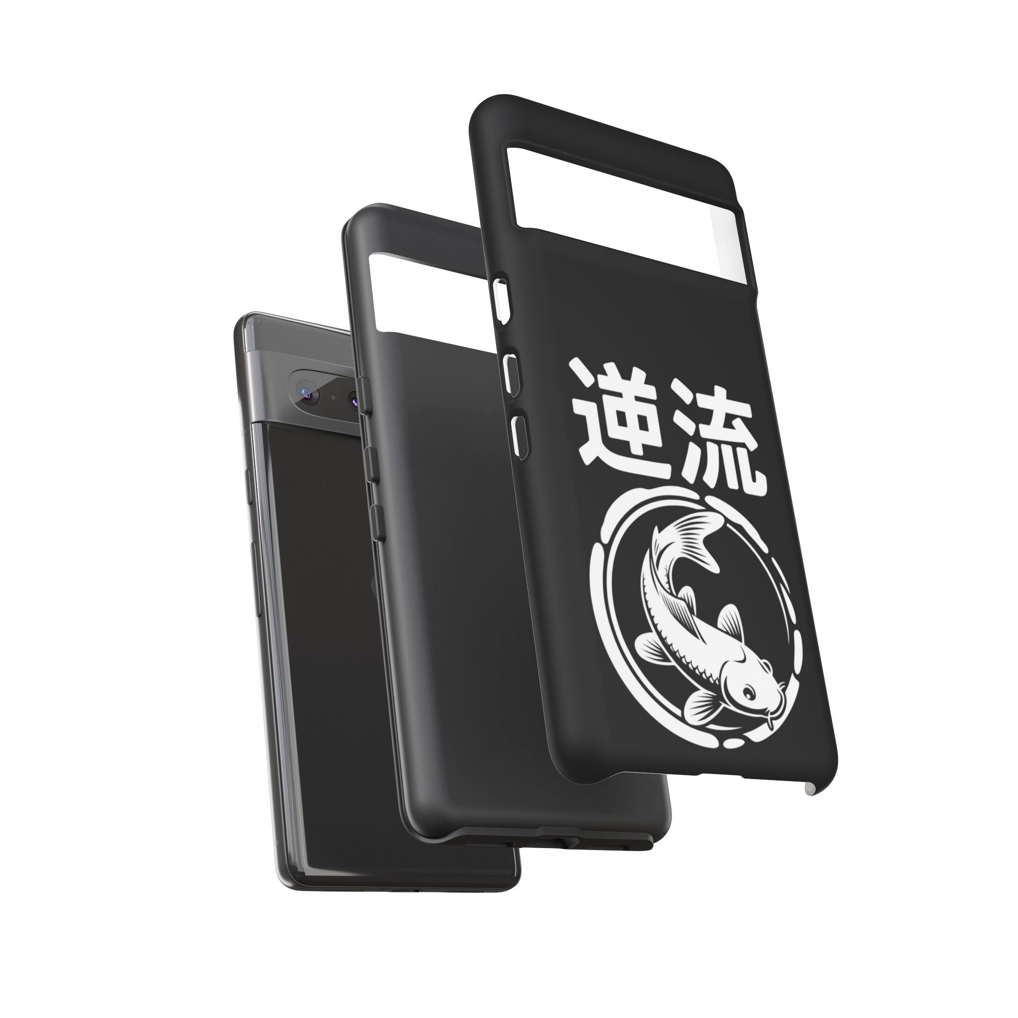 Koi '逆流' Tough Phone Case — Black Protective iPhone Cover - 80s Design