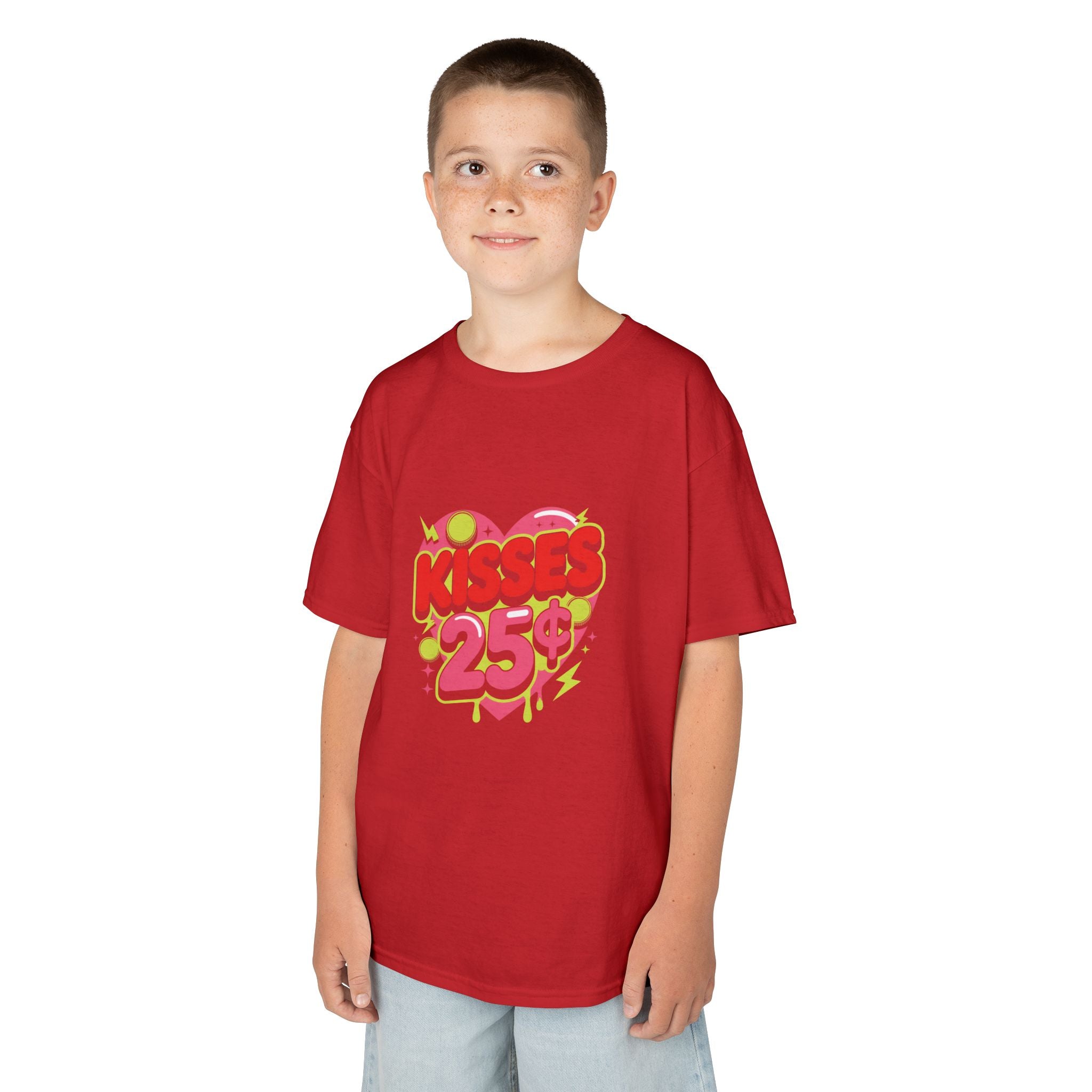 Kids T-Shirt — "Kisses 25" Retro Valentine Heart Tee 80s Retro