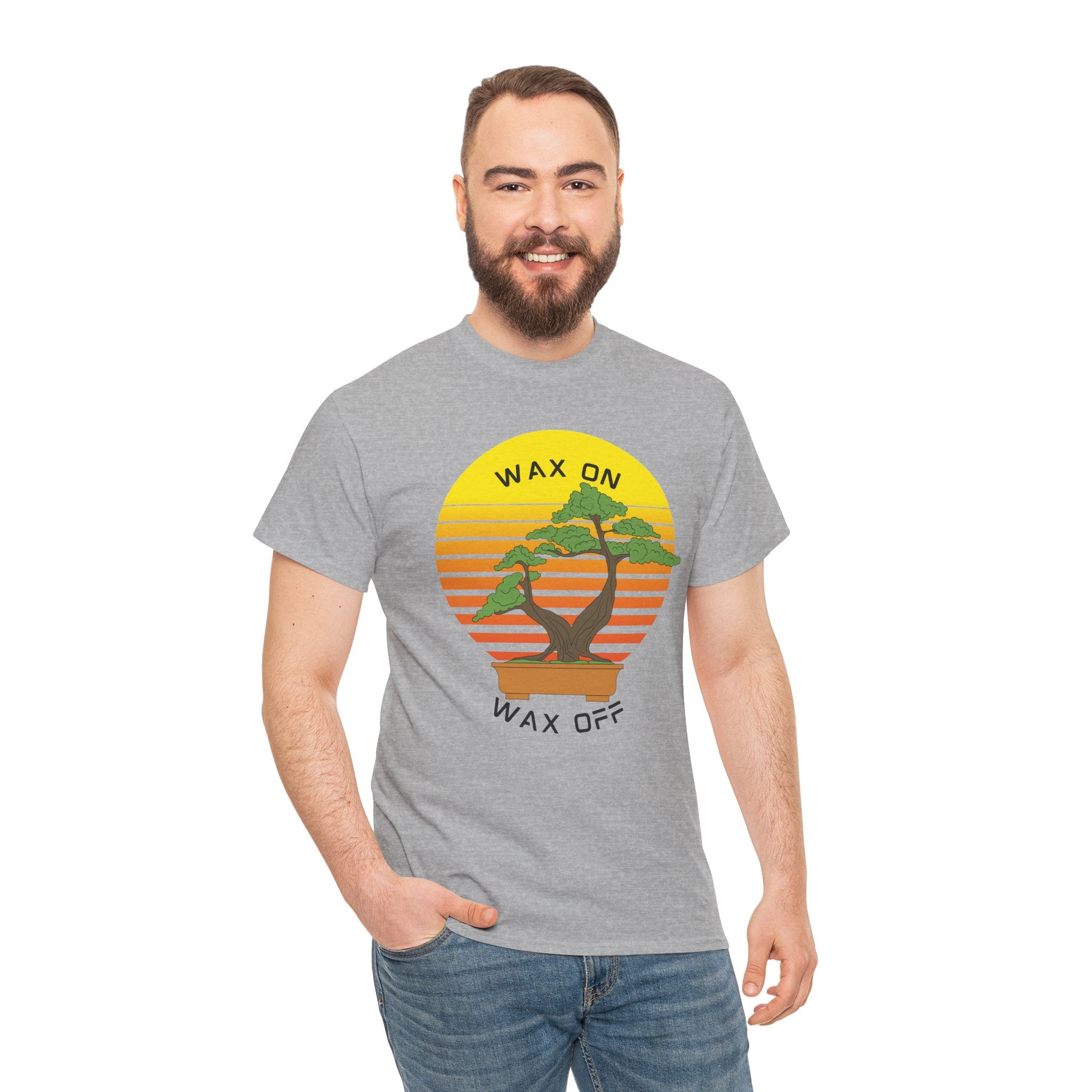 Wax On Wax Off Bonsai Tee — Retro Sunset Martial Arts T‑Shirt K-Kid Retro 80's