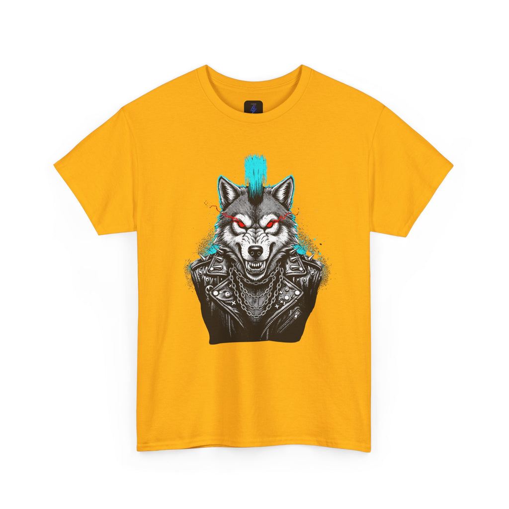Wolf Punk Graphic Tee — Fierce Tribal Wolf Illustration T-Shirt 80's Rebel Fashion