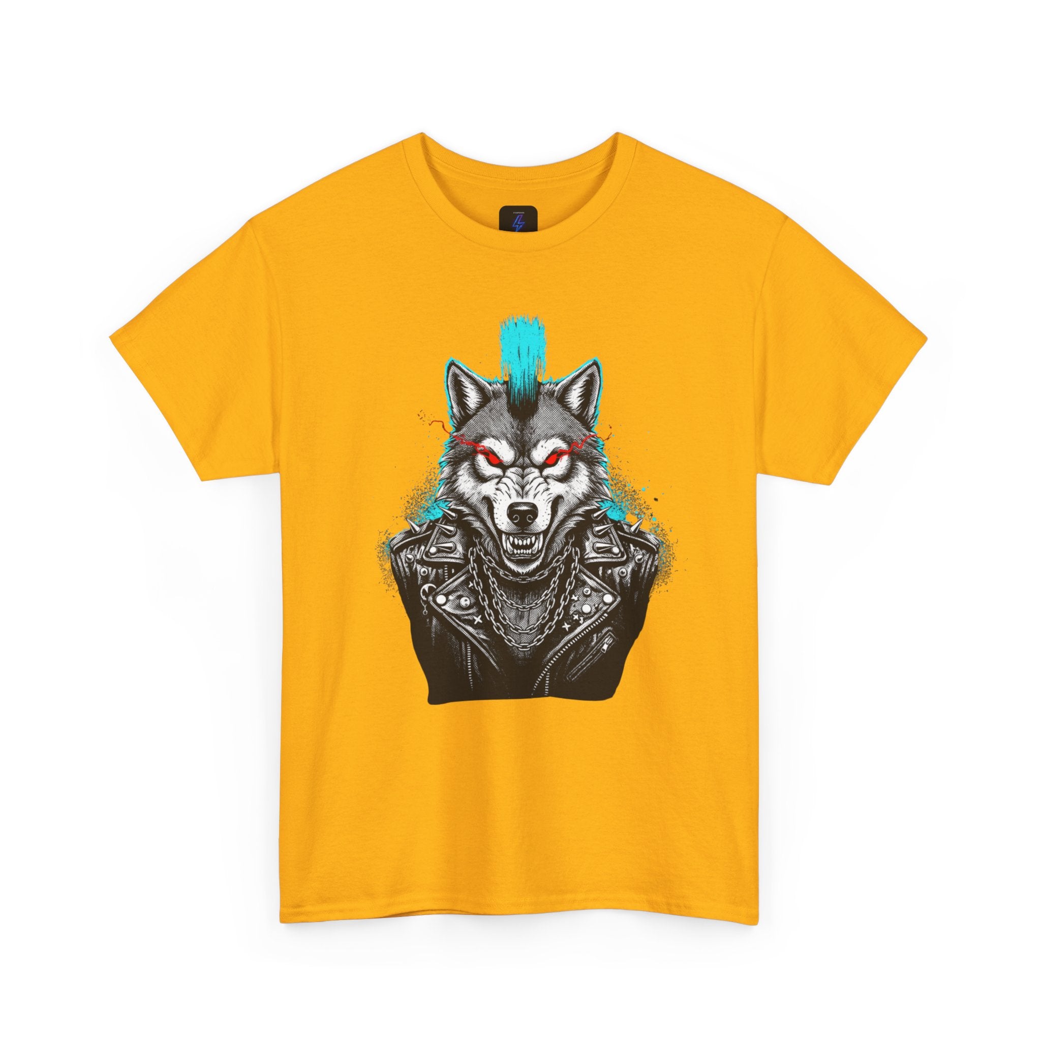 Wolf Punk Graphic Tee — Fierce Tribal Wolf Illustration T-Shirt 80's Rebel Fashion