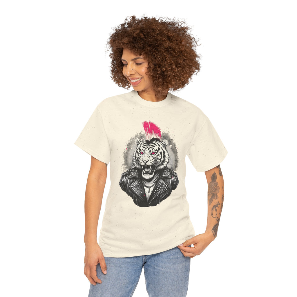 Punk Rock Tiger T-Shirt — Mohawk Tiger Graphic Tee 80's Fashion Rebel