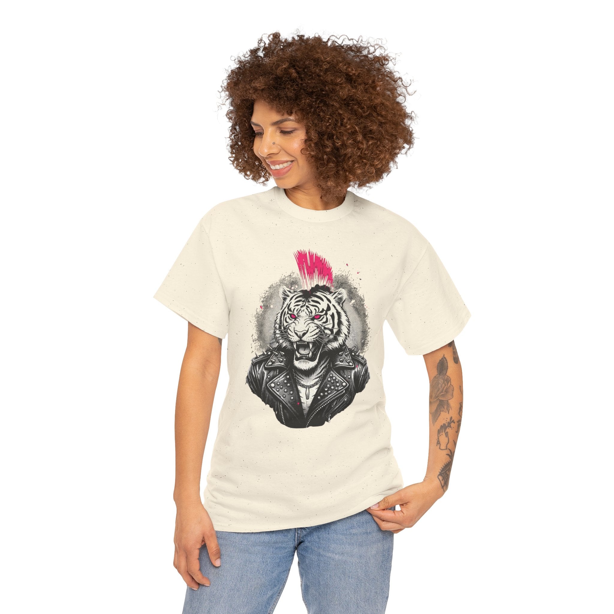 Punk Rock Tiger T-Shirt — Mohawk Tiger Graphic Tee 80's Fashion Rebel