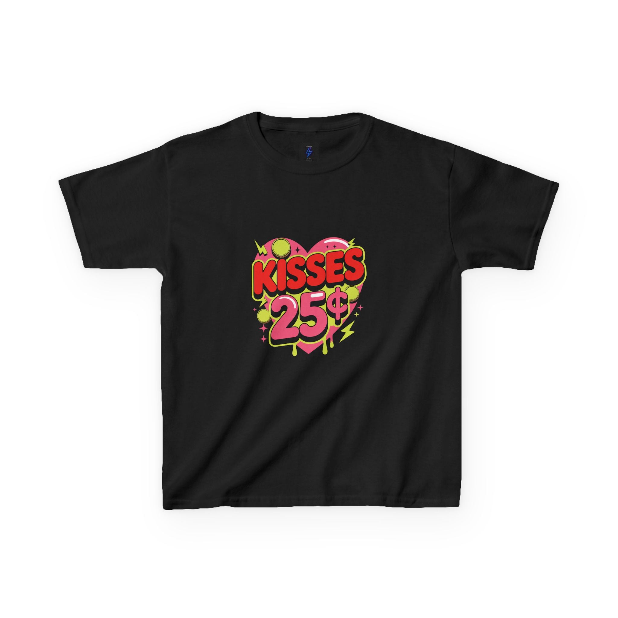 Kids T-Shirt — "Kisses 25" Retro Valentine Heart Tee 80s Retro