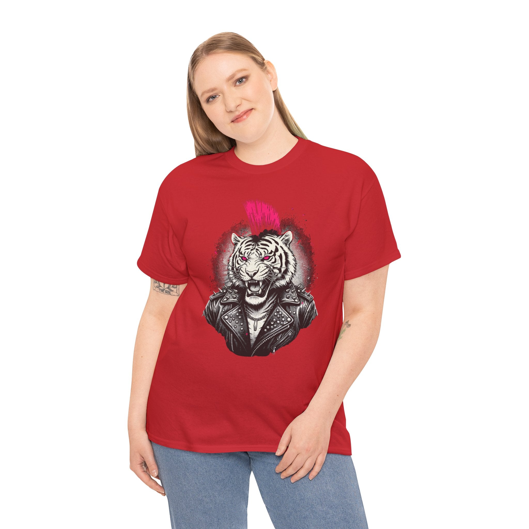 Punk Rock Tiger T-Shirt — Mohawk Tiger Graphic Tee 80's Fashion Rebel